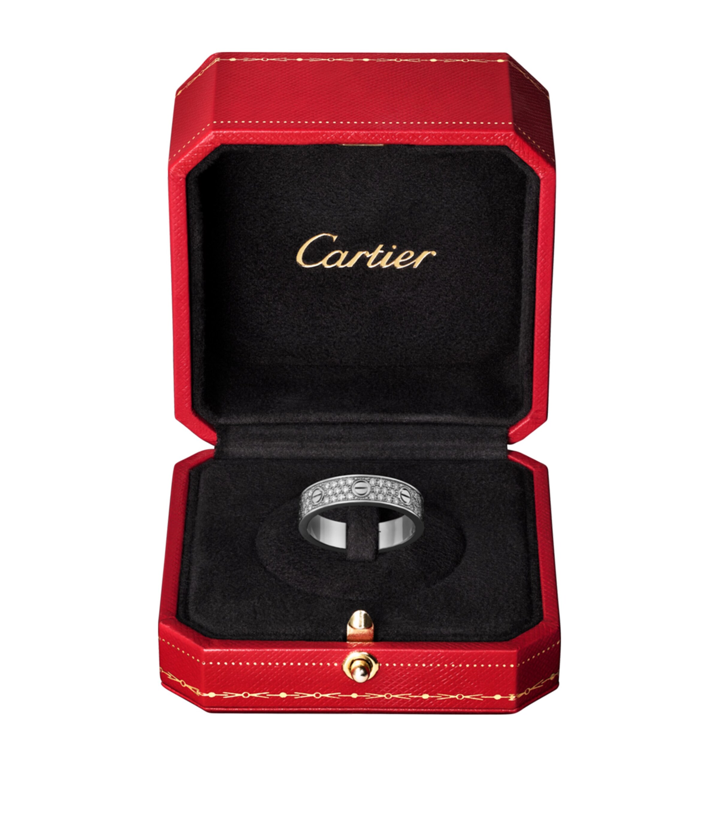 White Gold and Diamond-Paved LOVE Wedding Band MULTI Image 9