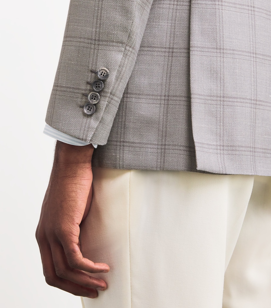 Brioni Mens Wool-Blend Check Blazer Image 6