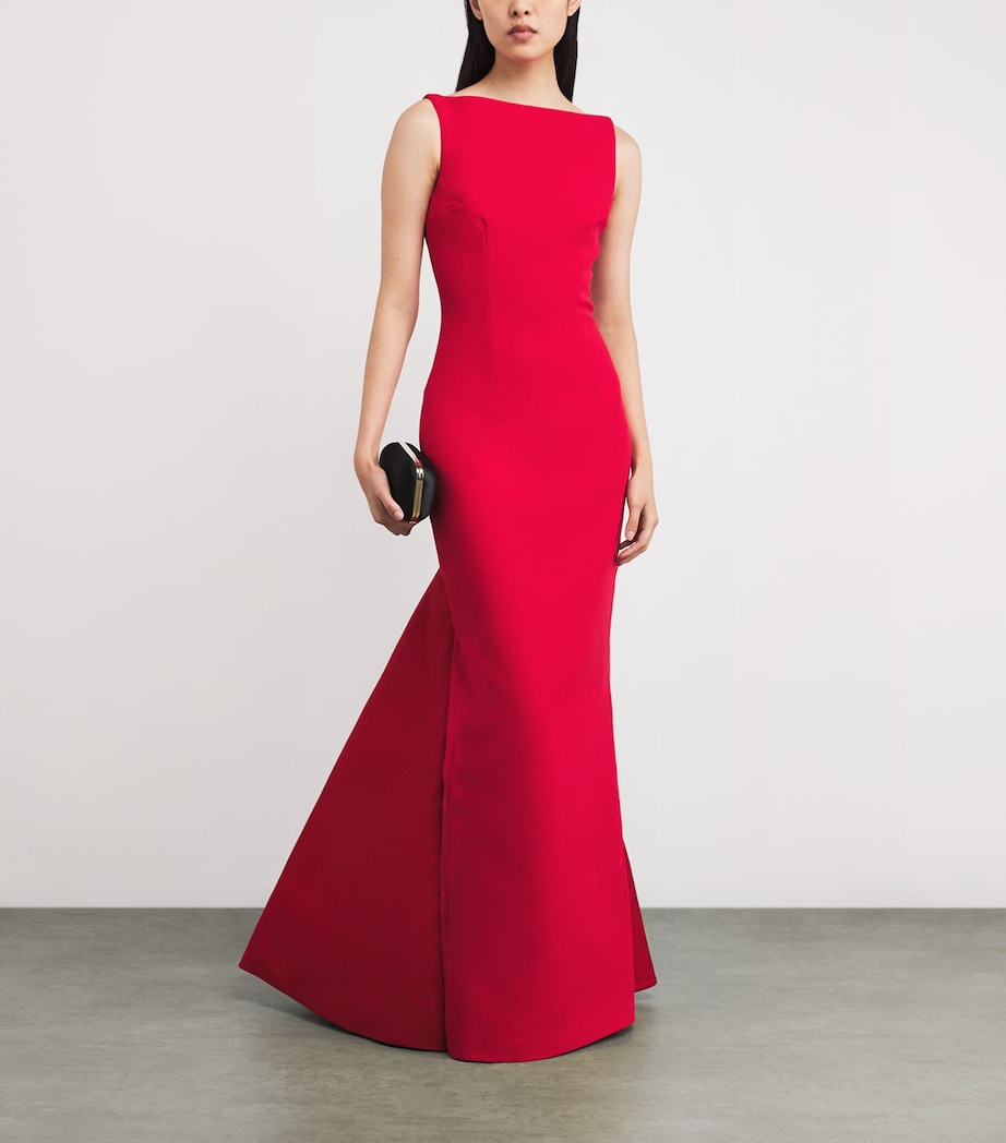 Crepe Sloane Gown LACQR RED ON CRIMSON Image 2