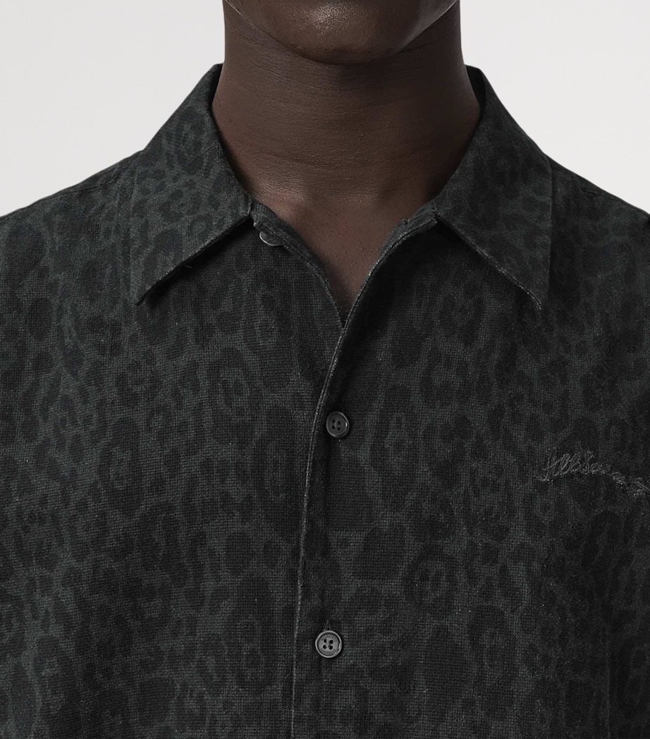 AllSaints Mens Organic Cotton-Linen Leopardo Shirt Iron Black Image 6