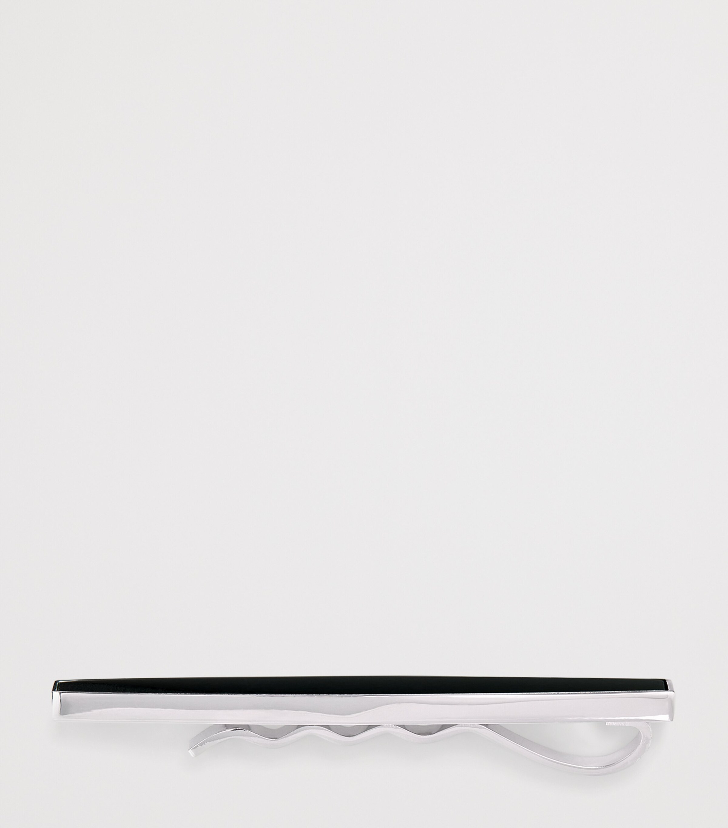 Babette Wasserman Mens Rhodium-Plated Deco Tie Bar Cufflinks Onyx Image 5