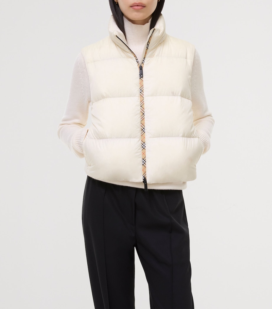 Burberry Womens Detachable-Sleeve Puffer Jacket Tundra White Image 2