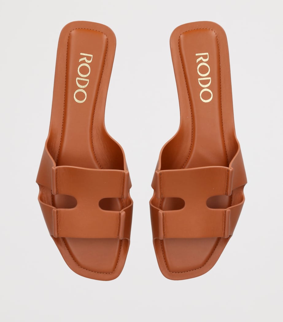 Rodo Leather Sellier Flat Sandals Tan Image 4