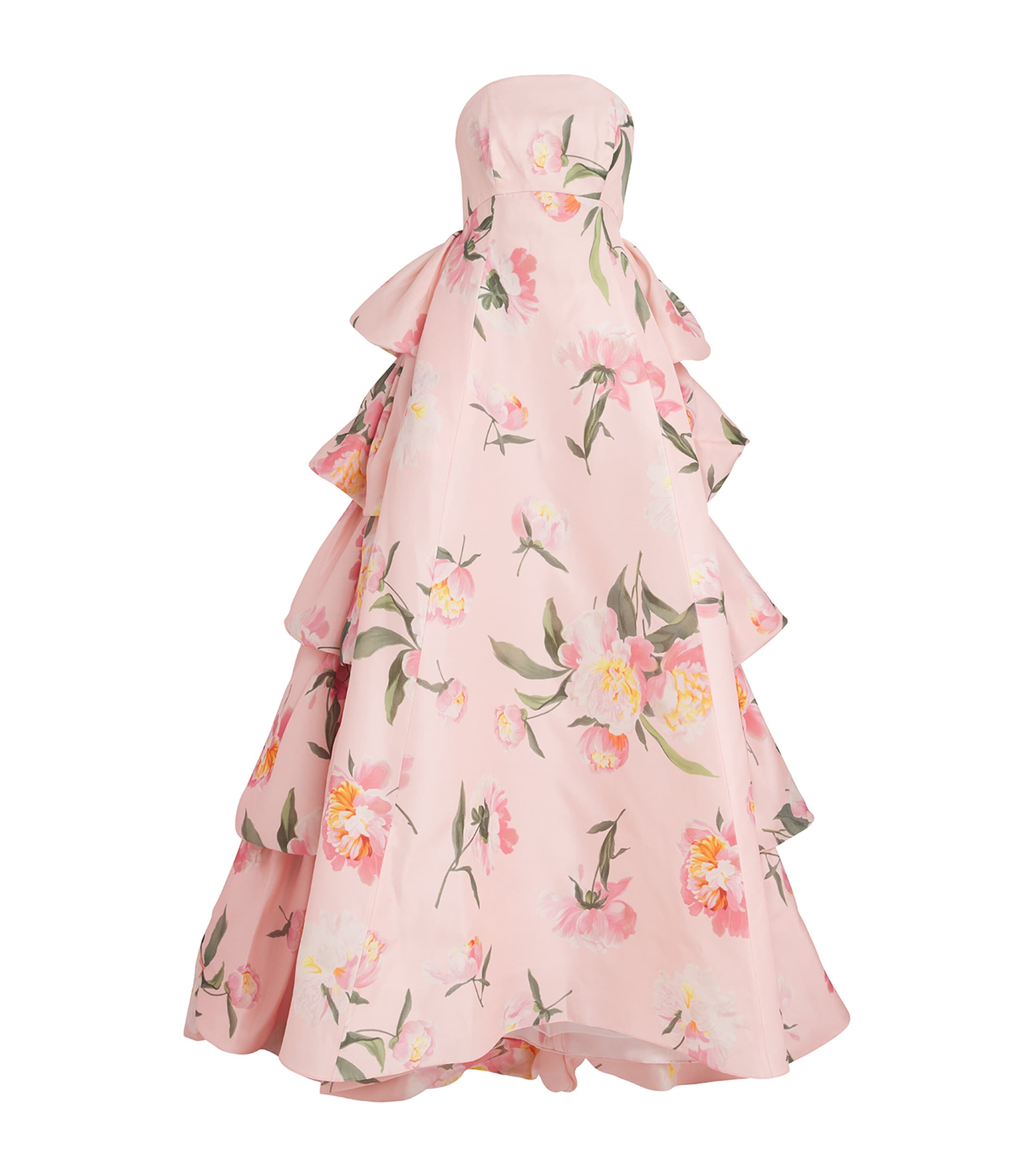 CAROLINA HERRERA SILK PEONY RUFFLED GOWN 