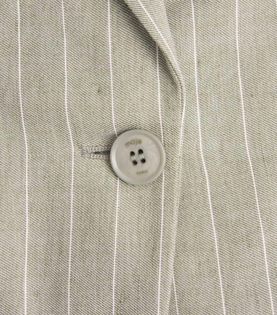 Maje Womens Linen-Blend Pinstripe Blazer Khaki Image 6