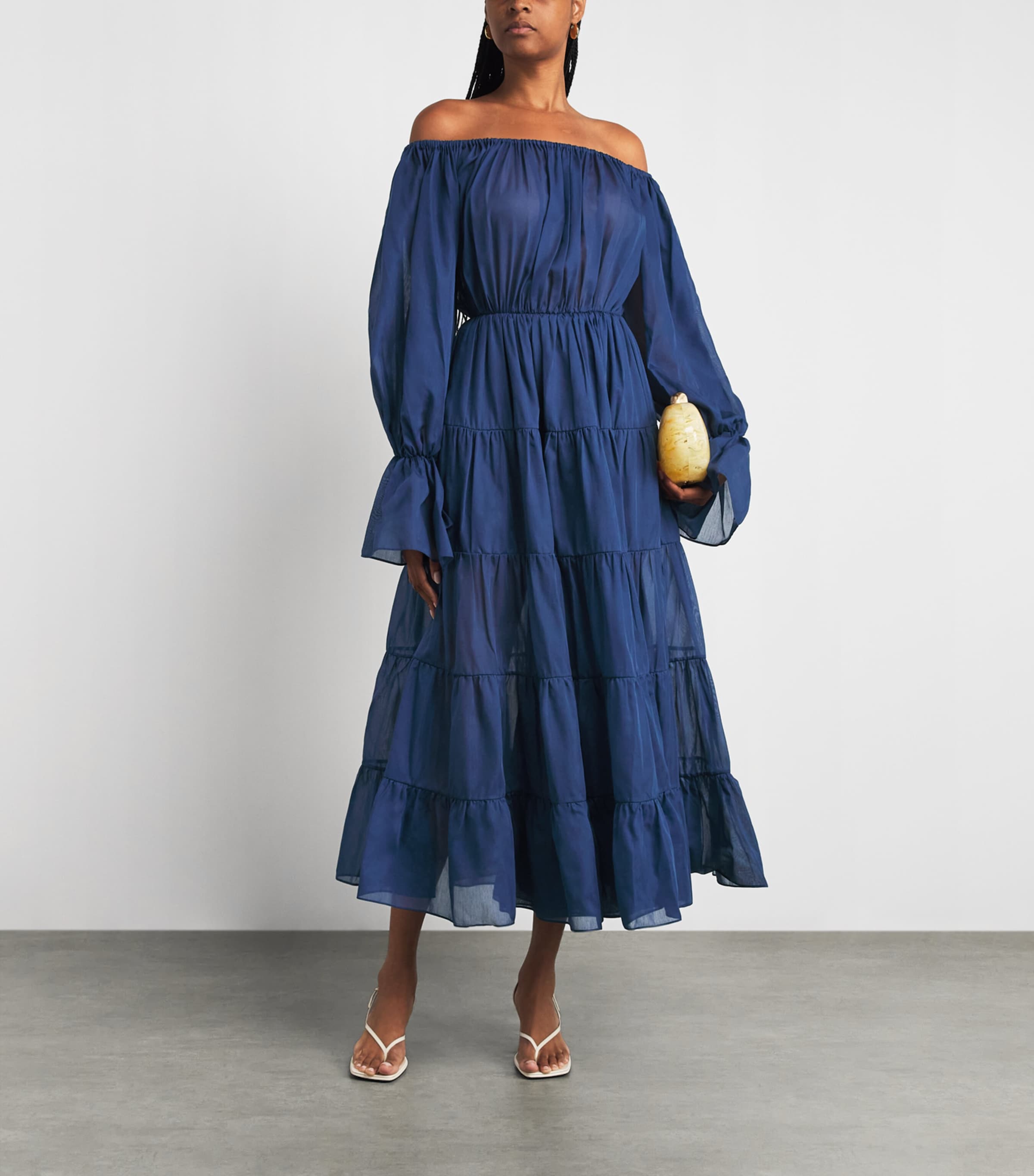 Moré Noir Womens Cotton-Silk Beatrice Tiered Maxi Dress Bosphorus Image 2