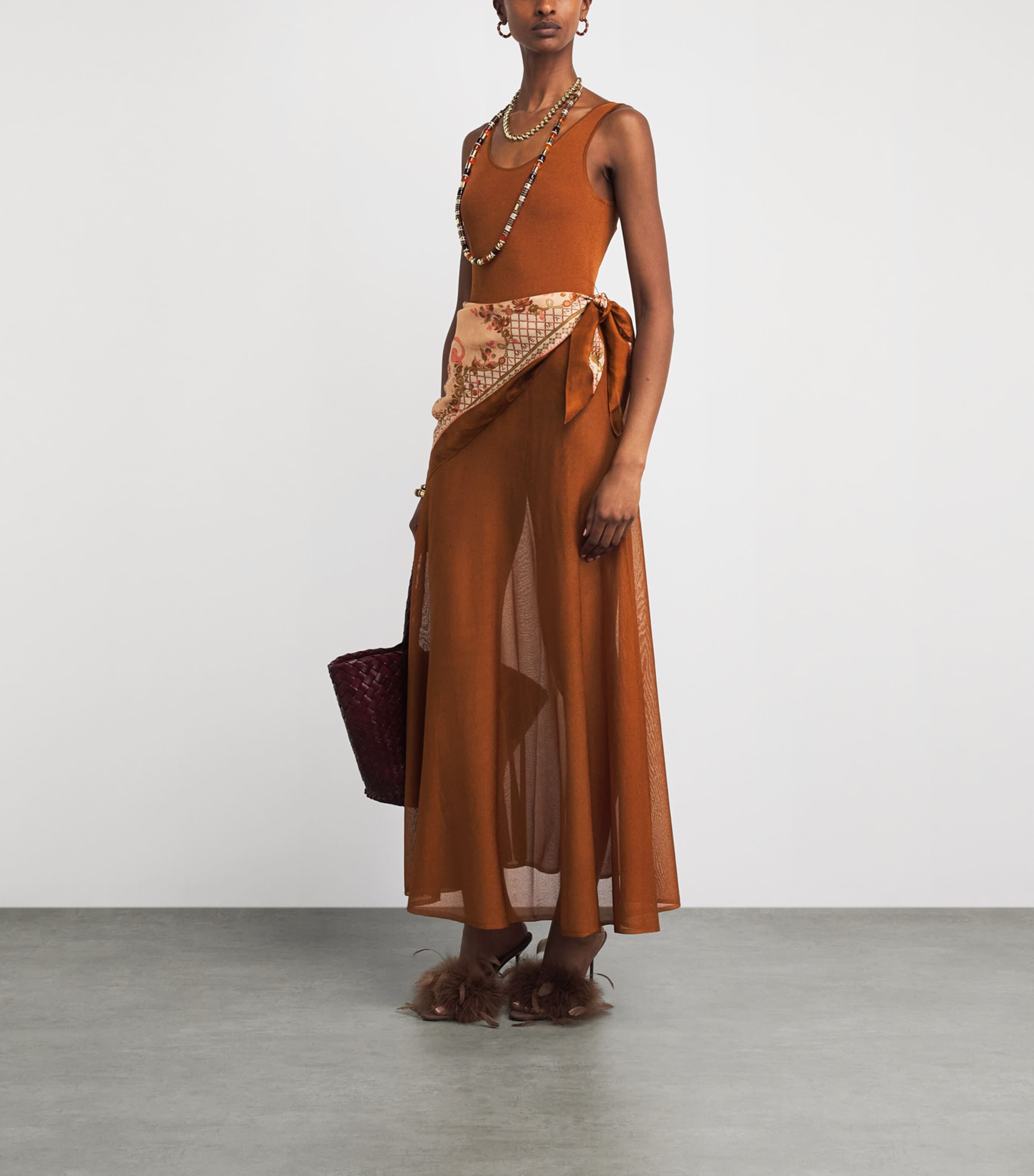 Zimmermann Scarf-Detail Maxi Dress Tan/print Image 2