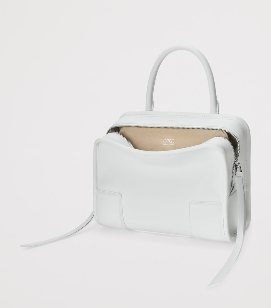 LOEWE Small Leather Amazona 180 Top-Handle Bag White Image 4
