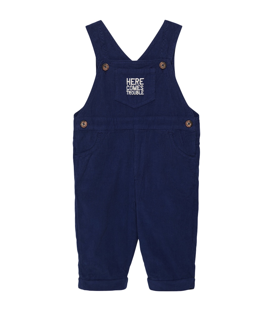Cotton Here Comes Trouble Dungarees (3-36 Months) NAVY Image 1