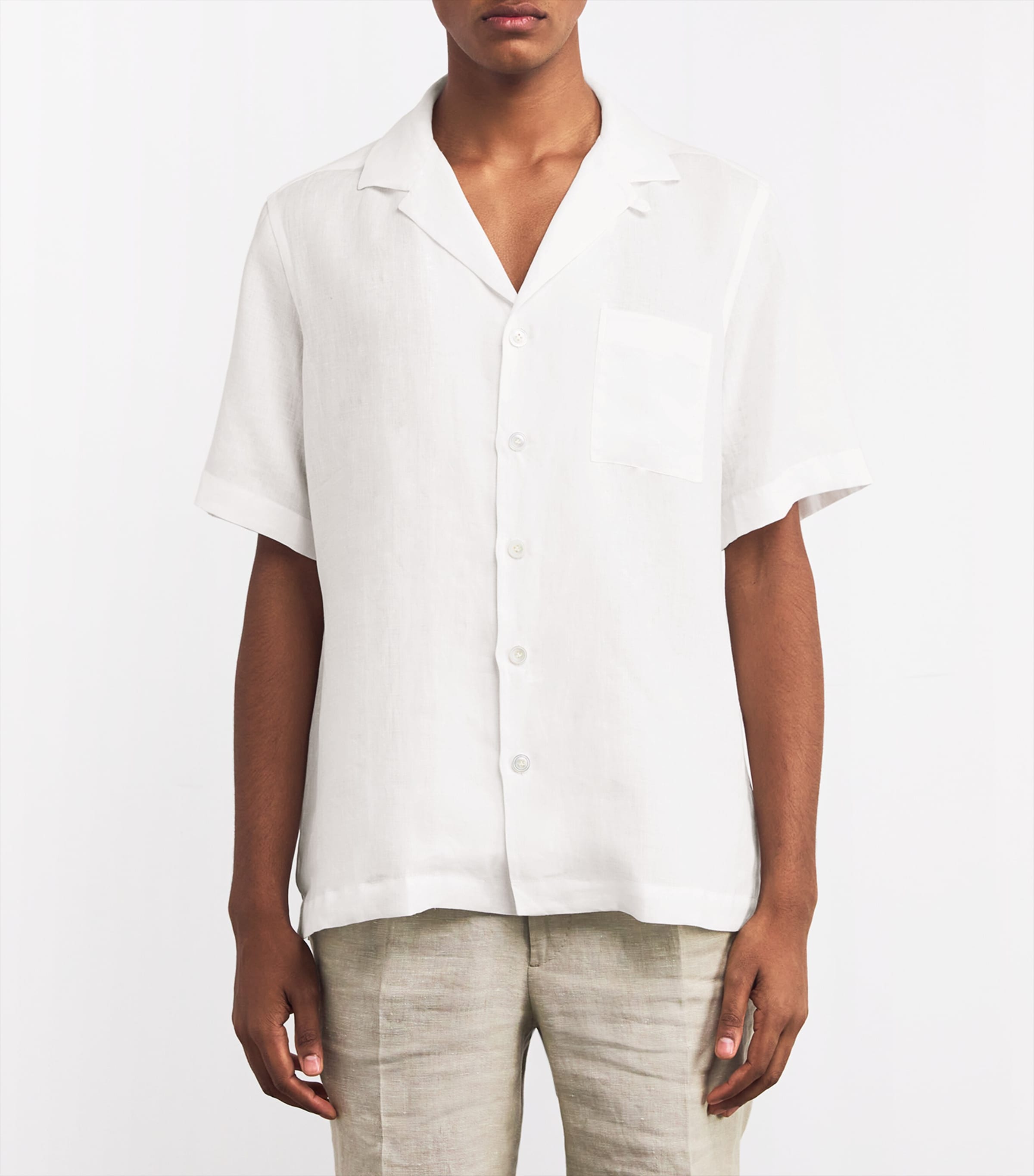 Lardini White Linen Notched-Collar Shirt | Harrods US