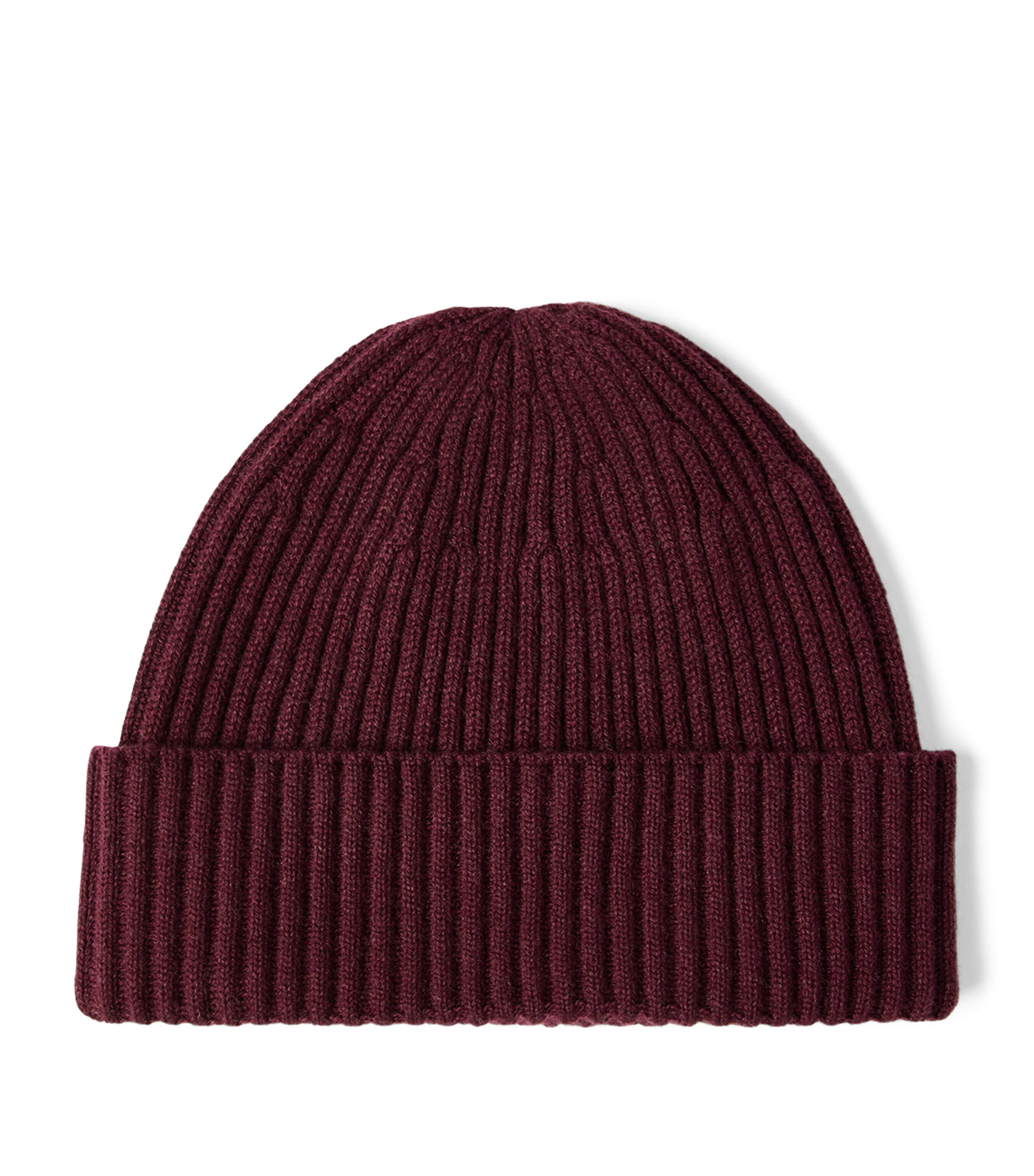 Brunello Cucinelli Ribbed Cashmere Beanie In Burgundy