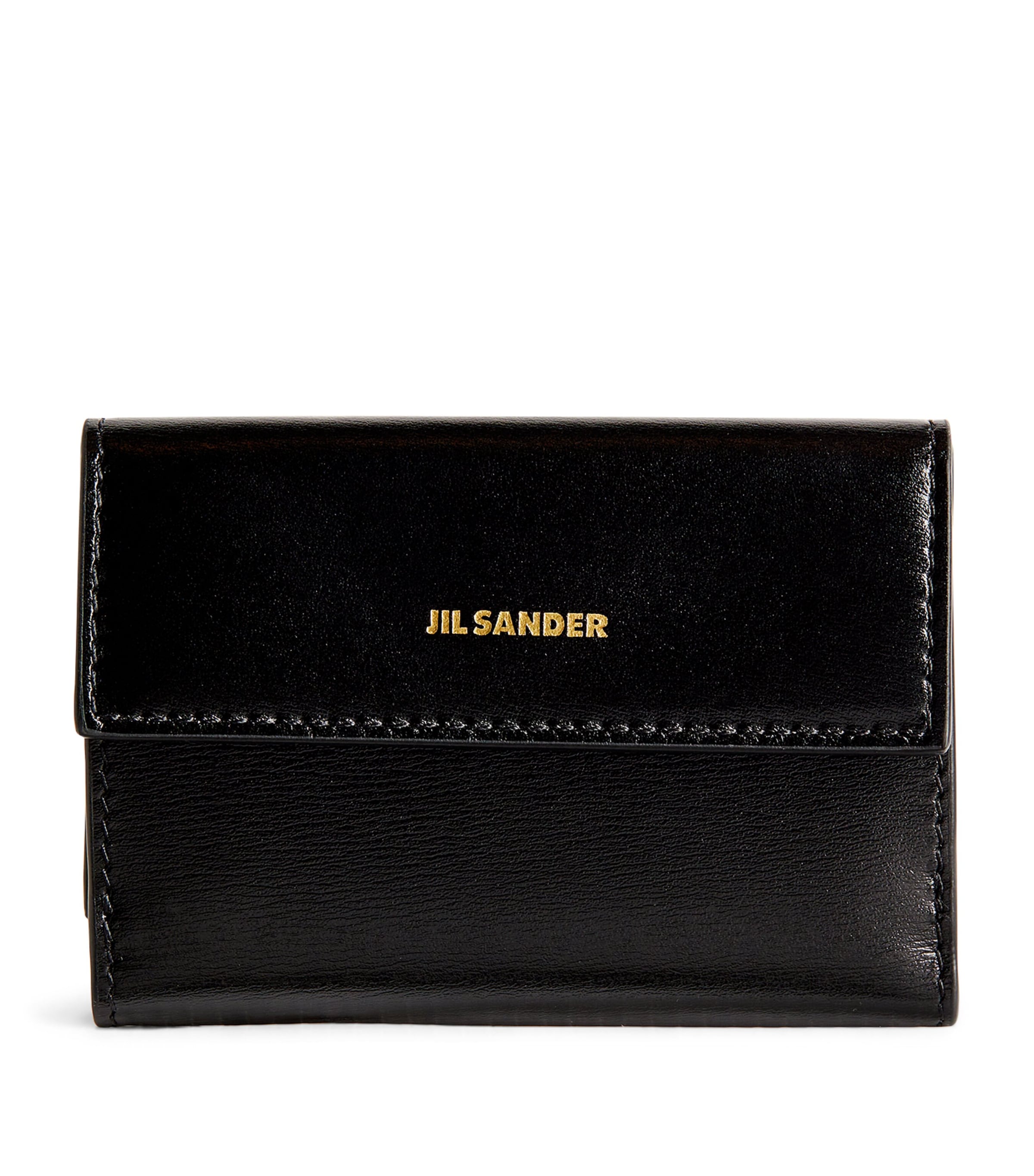 Jil Sander Logo Mini Leather French Wallet In Black