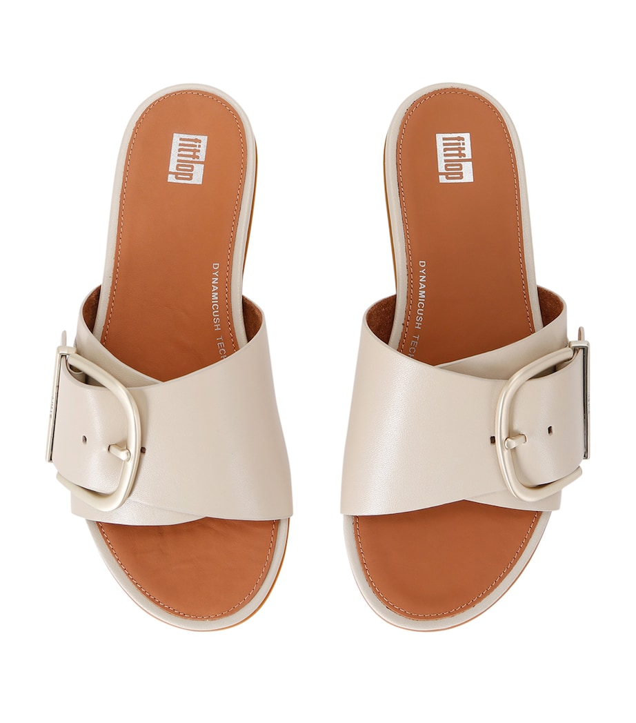 FitFlop Leather Gracie Slides Beige Image 4