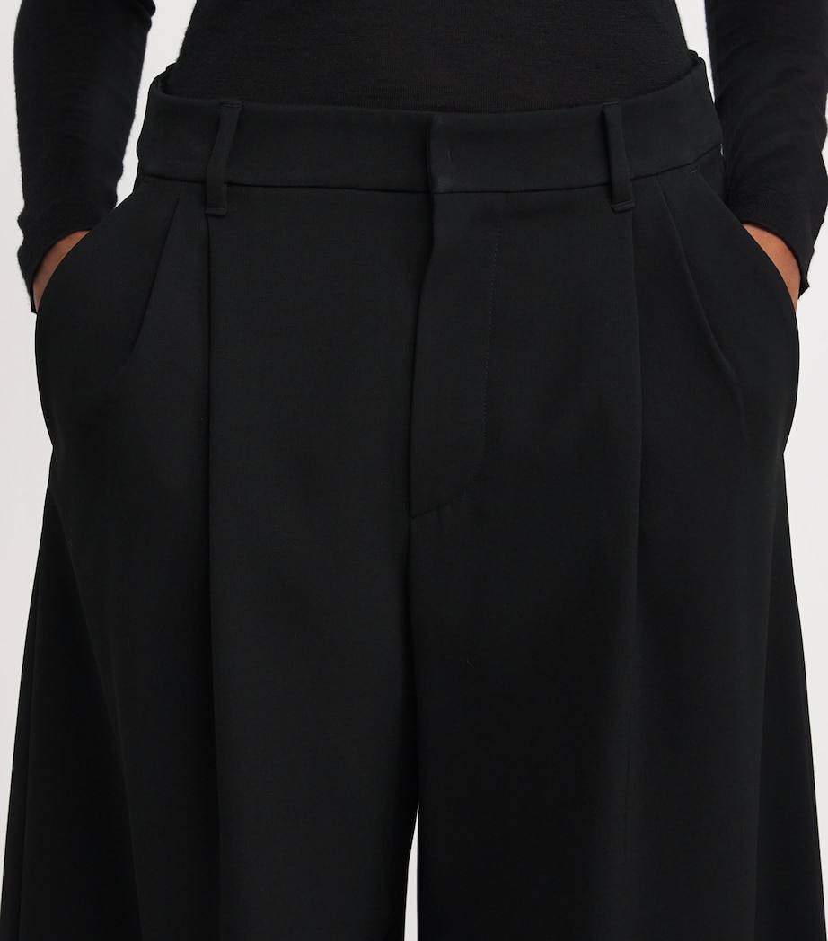 Double-Pleat Wide-Leg Trousers BLACK Image 6
