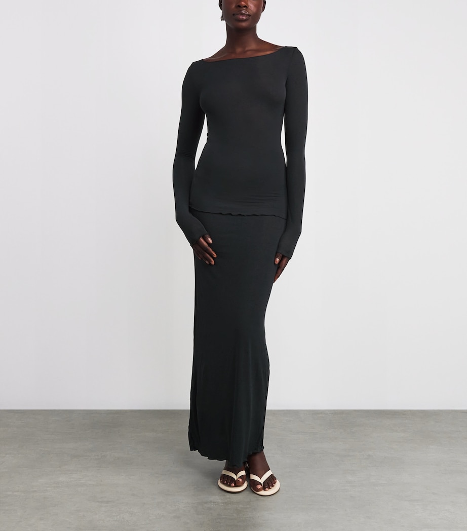 Sheer Modal Boat-Neck T-Shirt ONYX Image 2