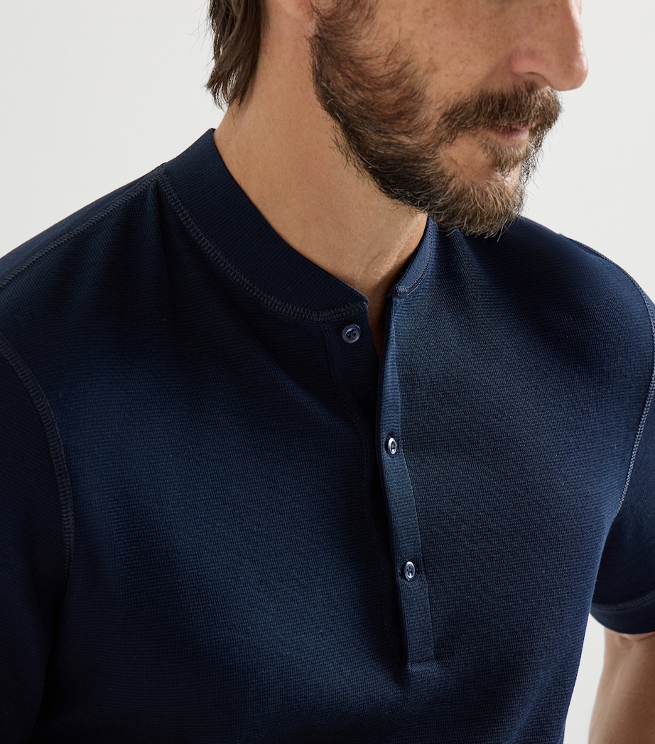 Brunello Cucinelli Mens Cotton-Silk Henley Top Image 6