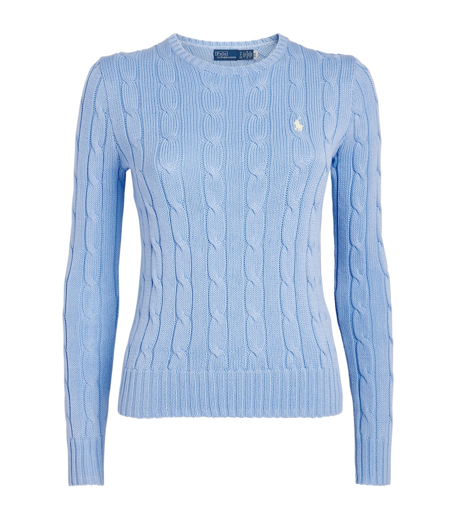 Polo Ralph Lauren Womens Cotton Cable-Knit Sweater Baby Blue Image 1