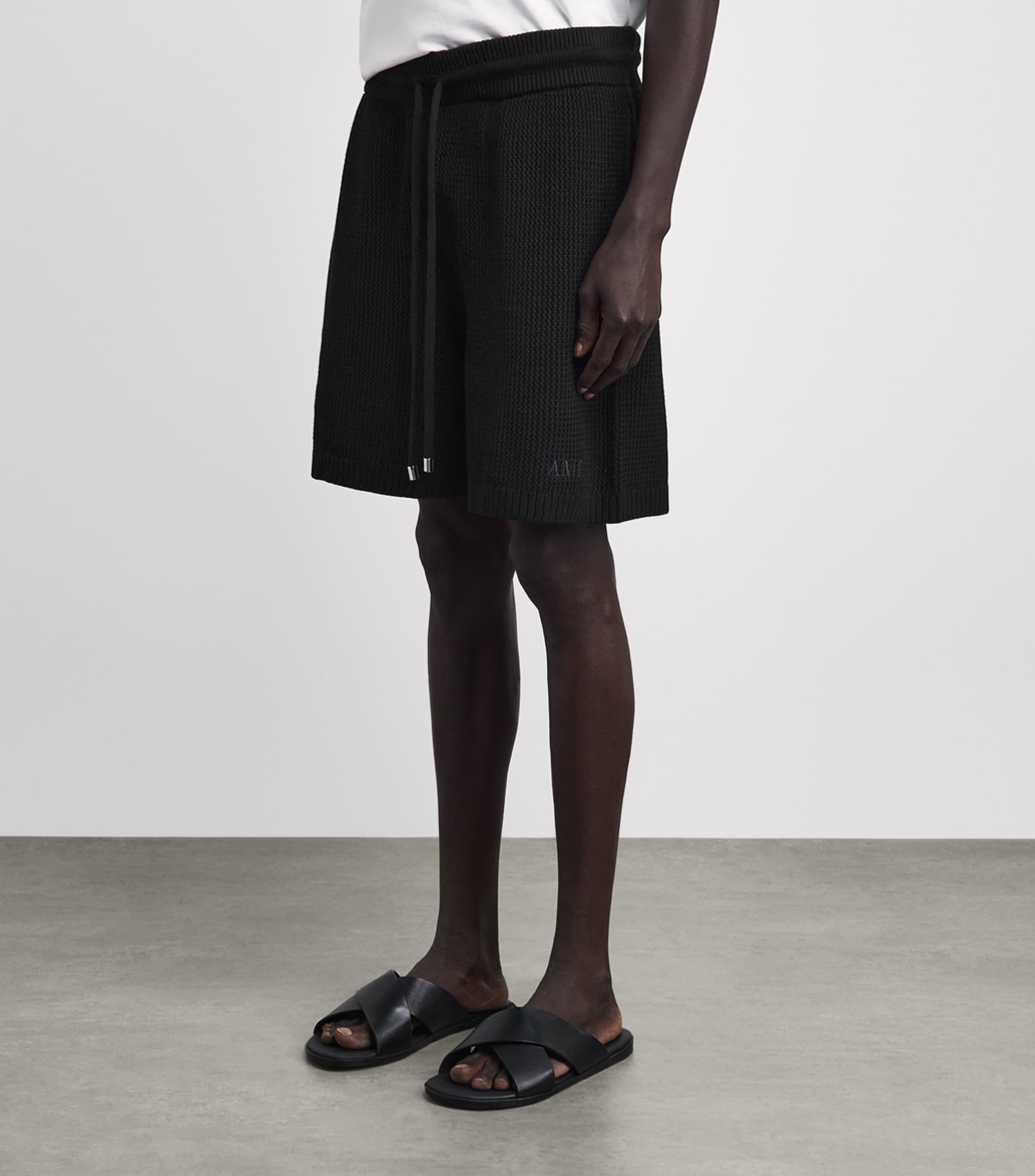 AMIRI Mens Cotton Crochet Mesh Shorts Black Image 4
