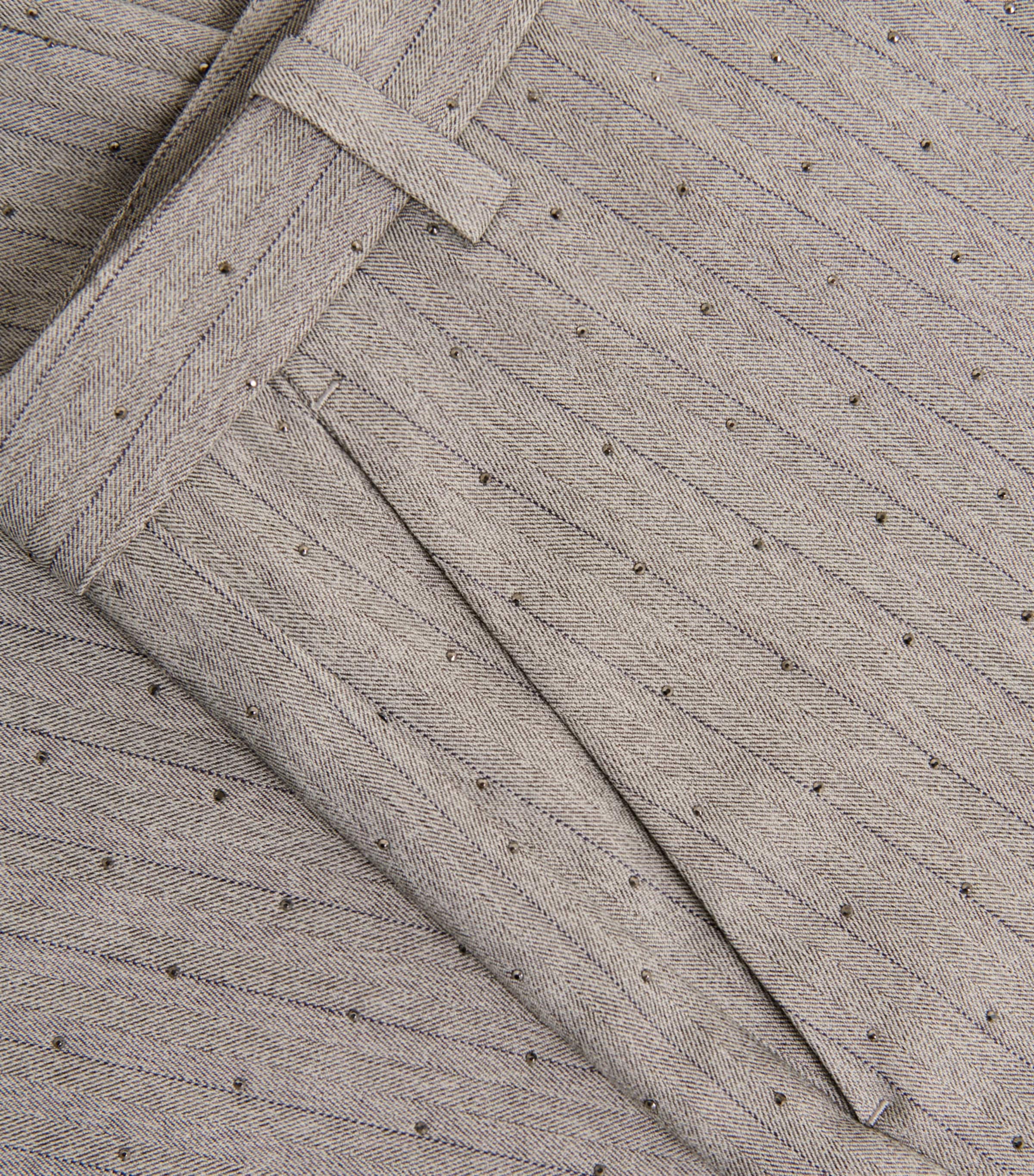 Stripe Rhinestone-Embellished Trousers LIGHT GREY Image 2