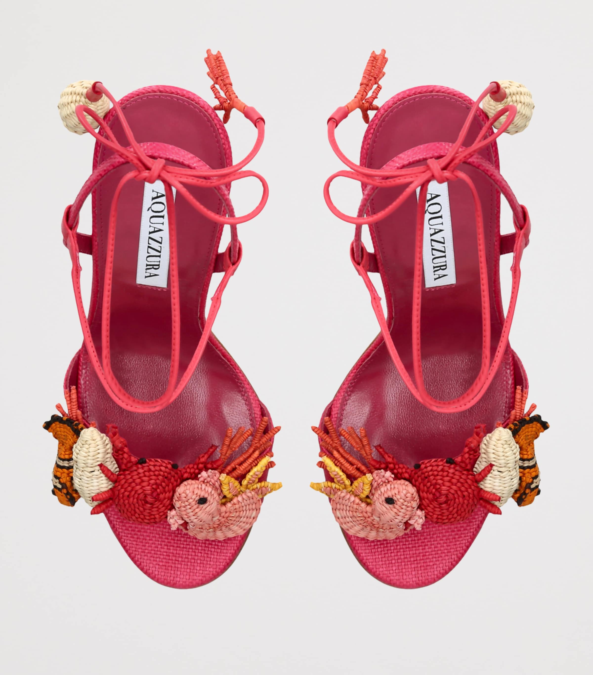 Aquazzura Raffia Marea Slingback Sandals Pink Image 4