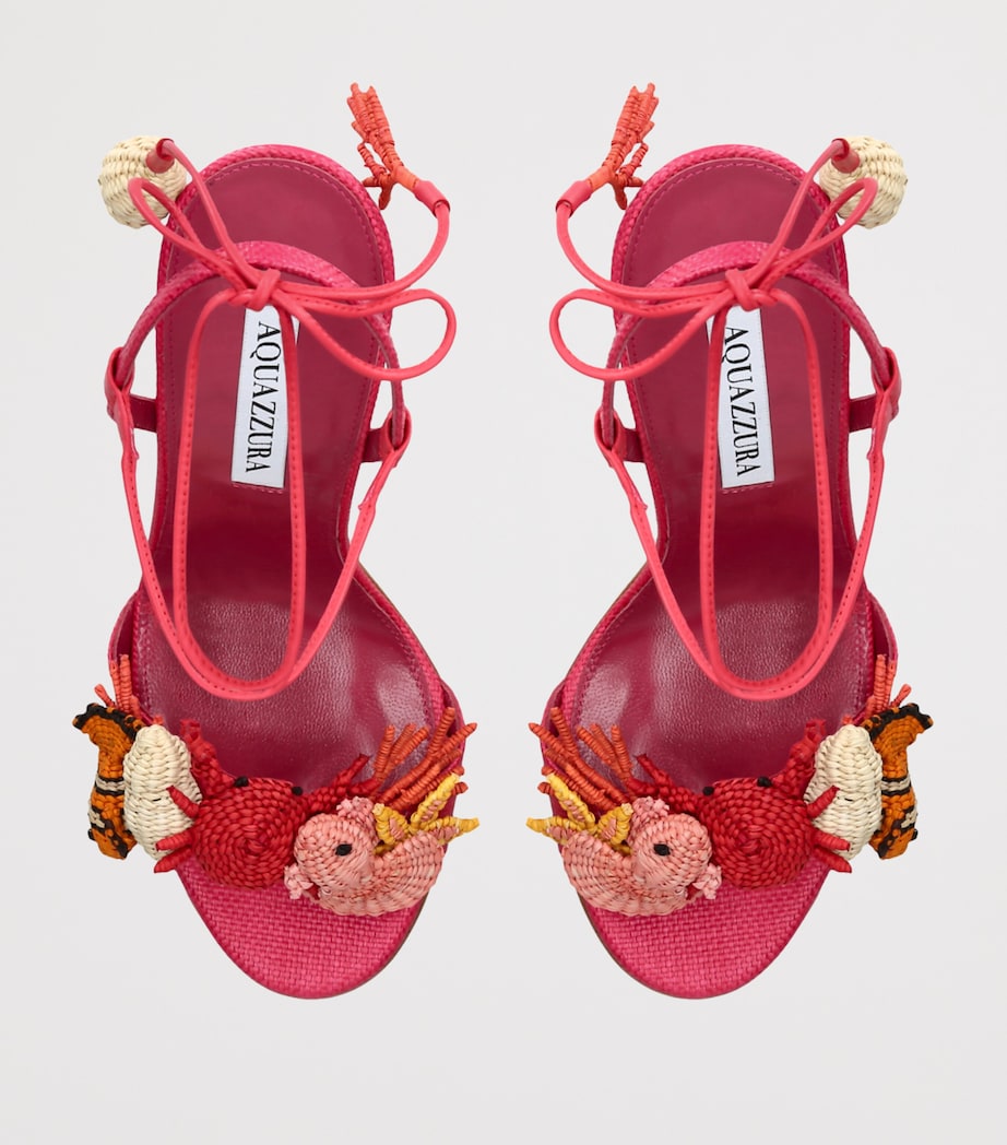 Aquazzura Raffia Marea Slingback Sandals Pink Image 4