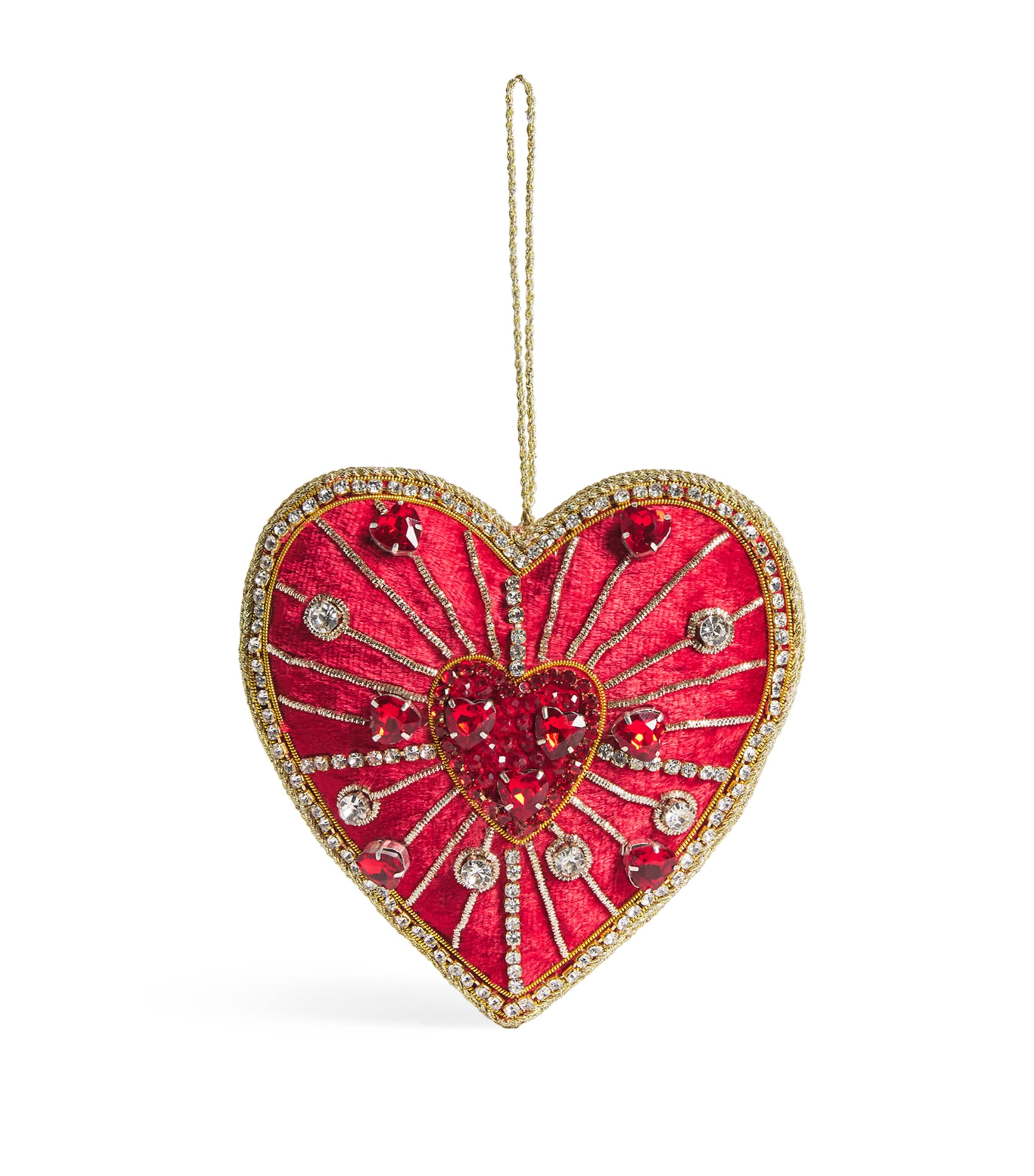Tinker Tailor Starburst Heart Tree Decoration Red & Gold Image 1