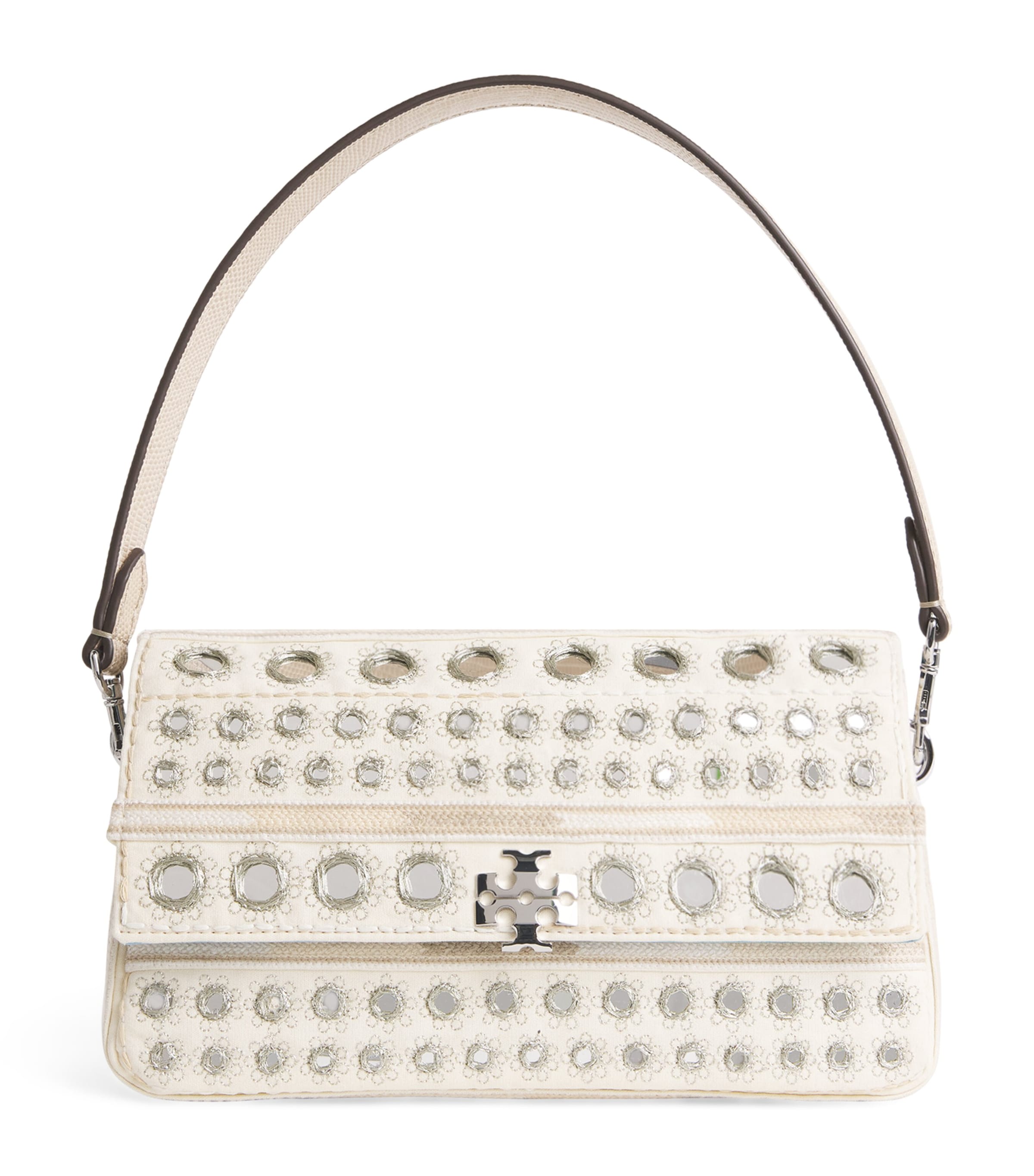 Tory Burch Small Embellished Charlie Shoulder Bag New Ivory Image 1