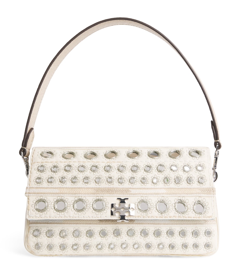 Tory Burch Small Embellished Charlie Shoulder Bag New Ivory Image 1