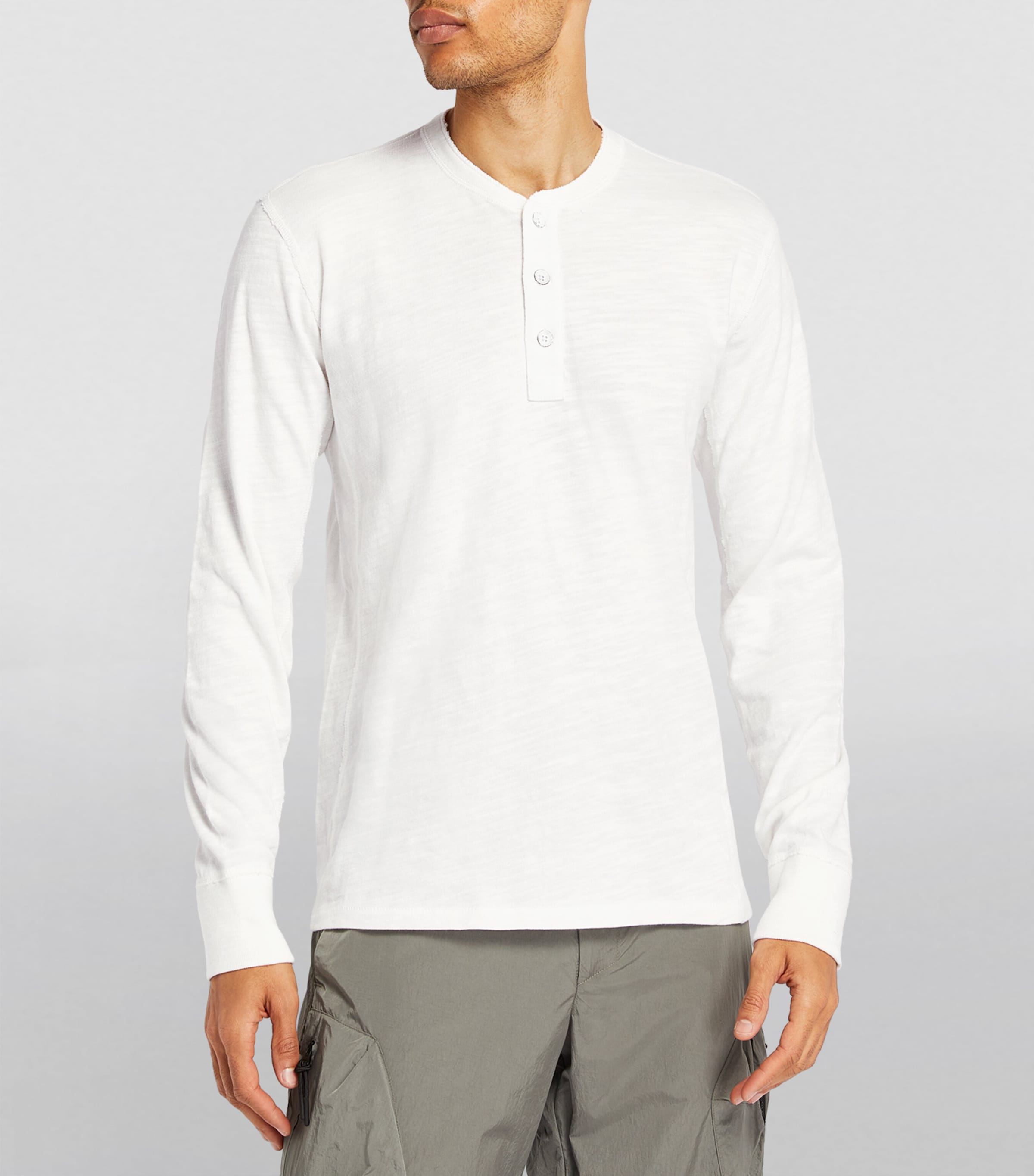 Cotton Henley T-Shirt WHITE Image 2