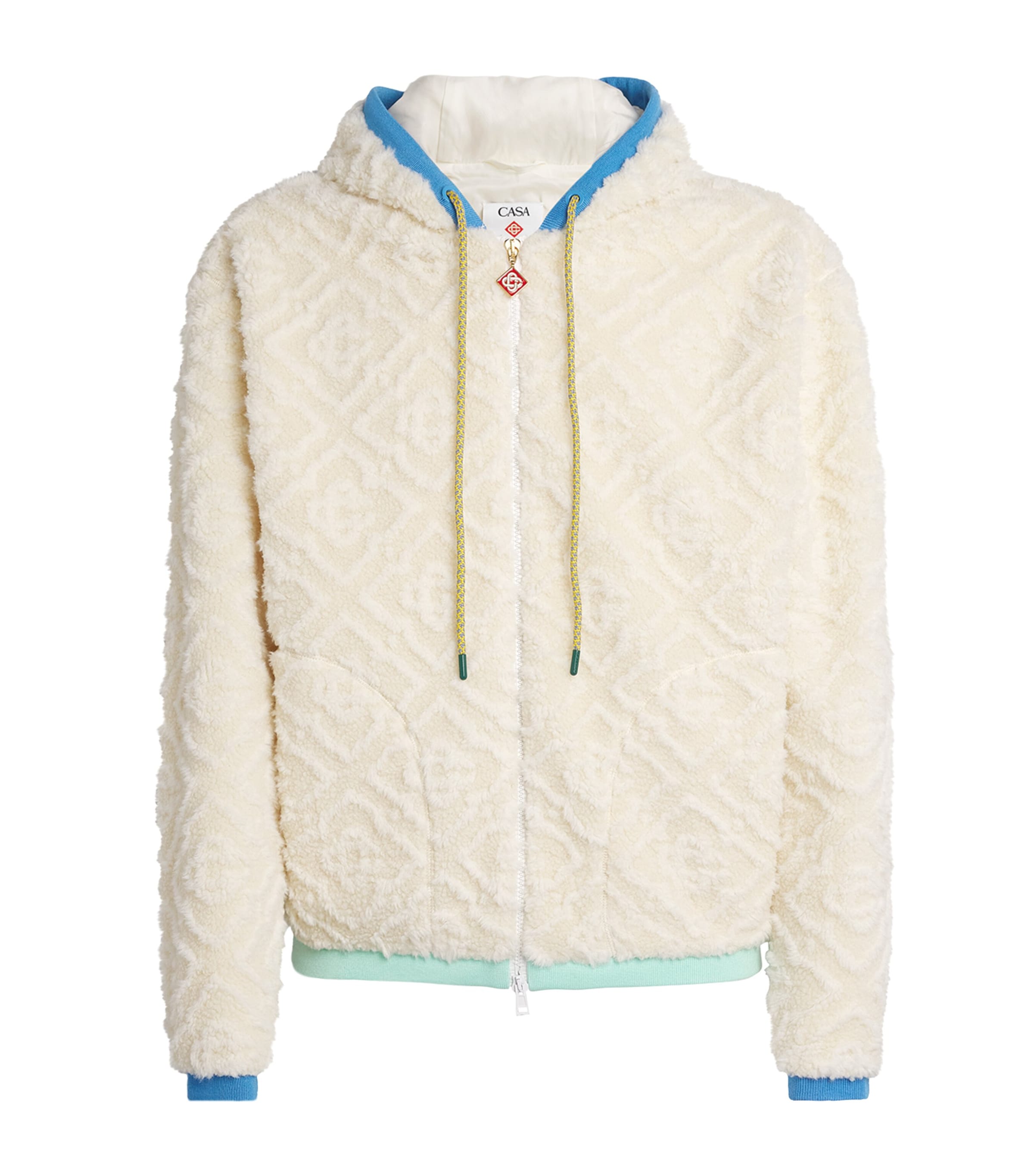 Casablanca Monogram Jacquard Oversized Fleece Jacket In White