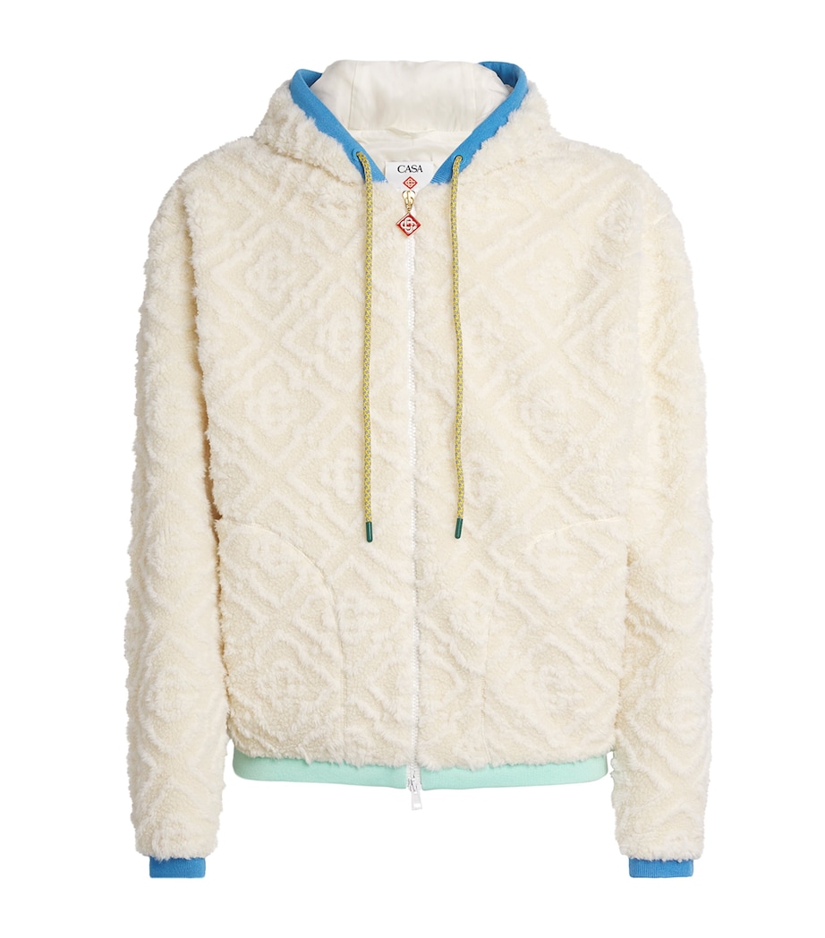 Casablanca Mens Monogram Jacquard Oversized Fleece Jacket Off White Image 1
