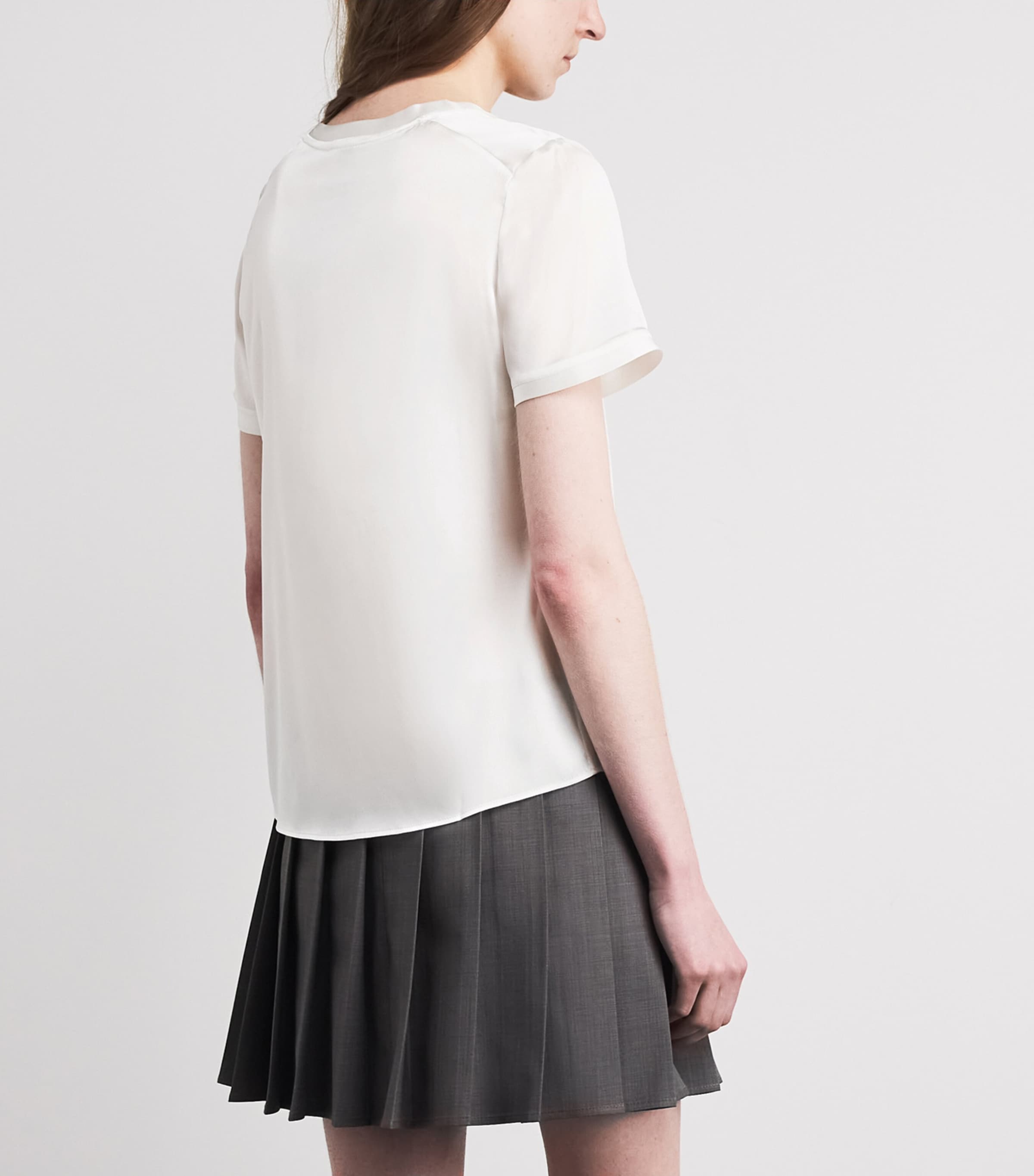 Maje Womens Stretch-Silk T-Shirt White Image 5