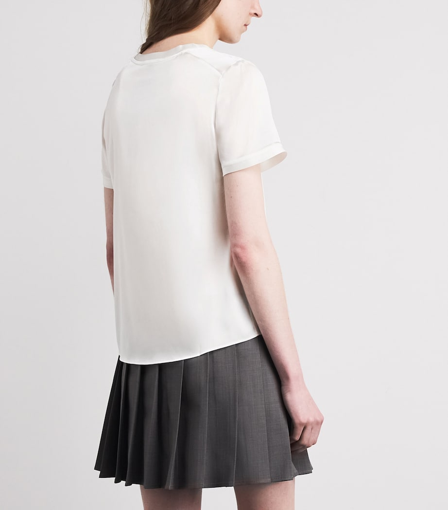 Maje Womens Stretch-Silk T-Shirt White Image 5
