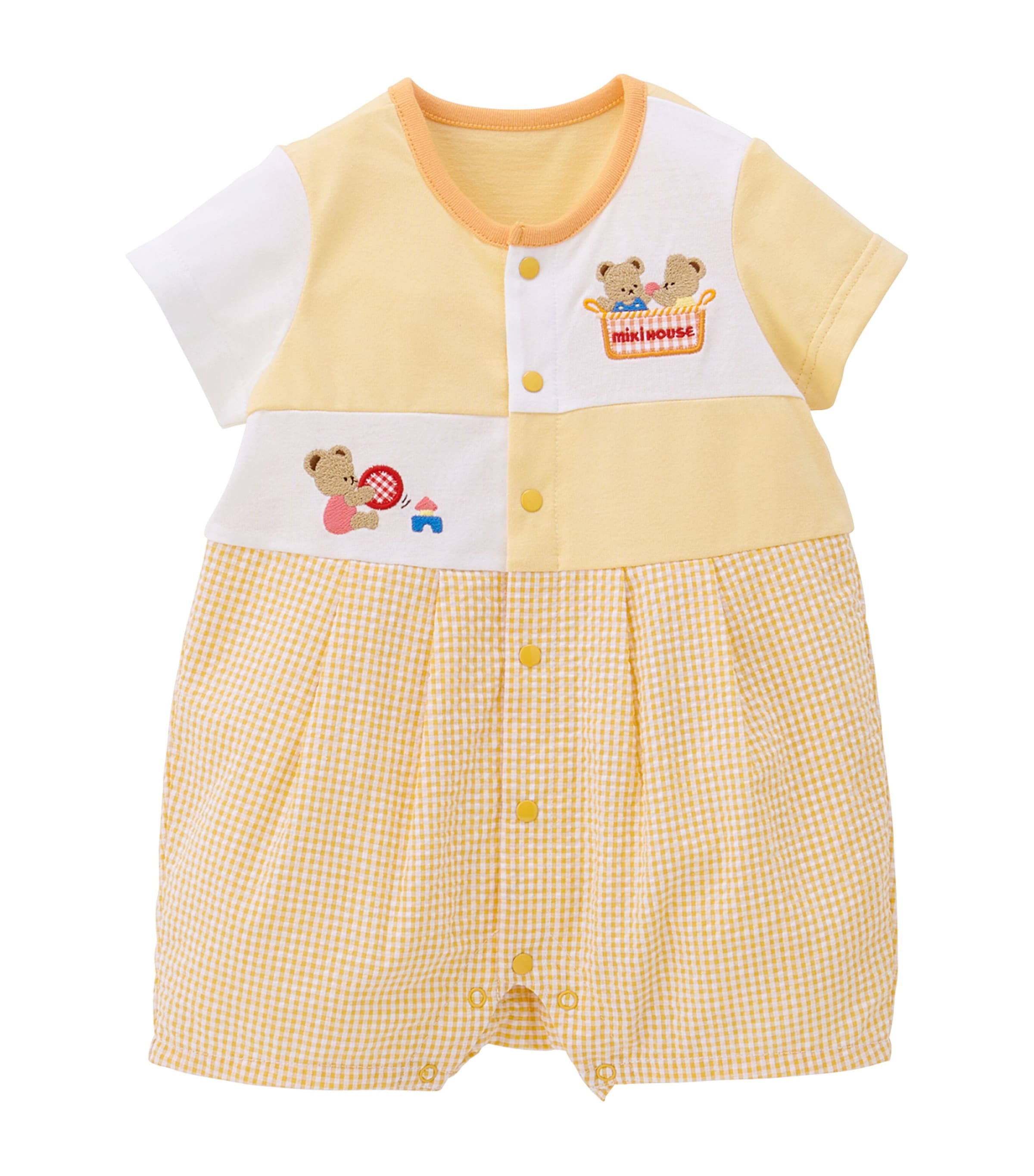 Miki House Cotton Embroidered Bear Playsuit (6-12 Months) Image 1