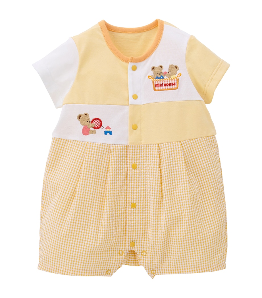 Miki House Cotton Embroidered Bear Playsuit (6-12 Months) Image 1