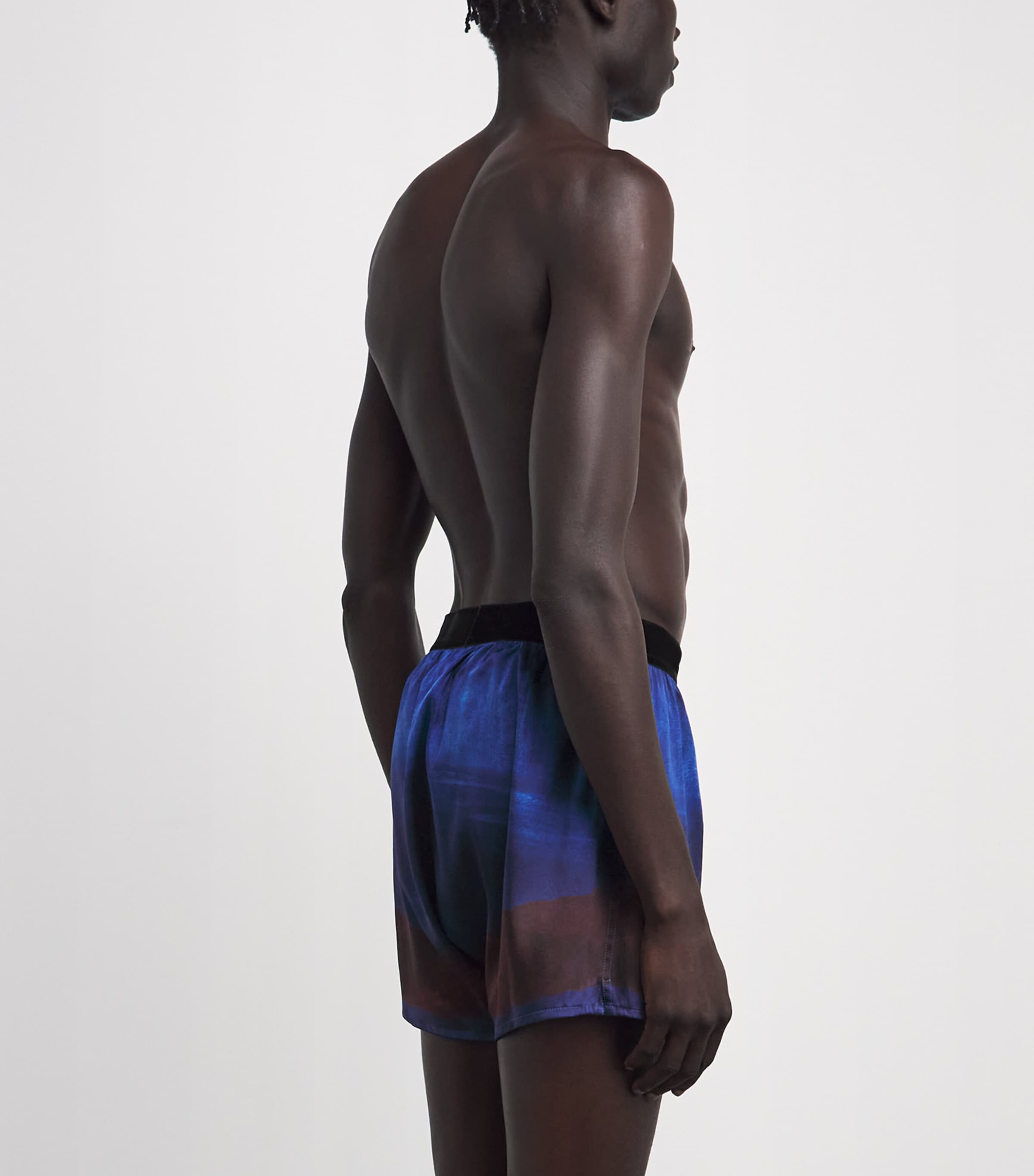 TOM FORD Mens Stretch-Silk Printed Boxer Shorts Lt Blue/brown Image 3