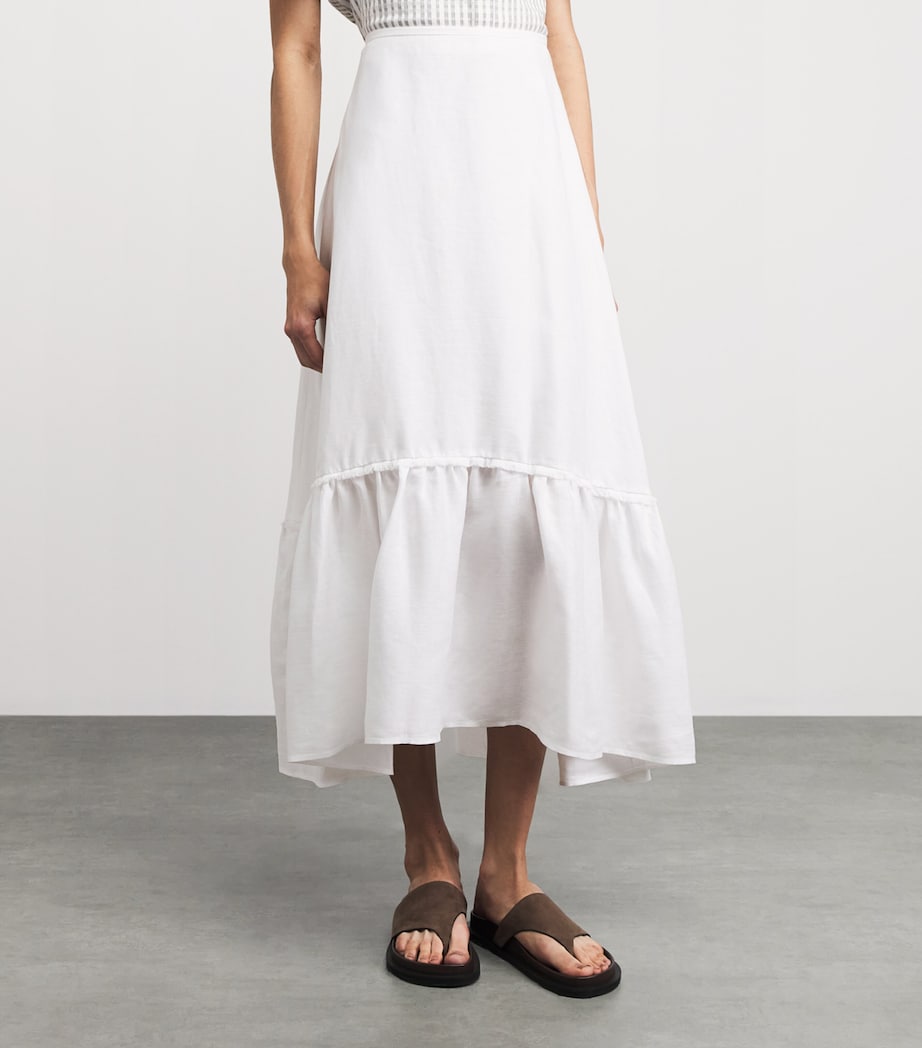 Agnona Womens Cotton Tiered Maxi Skirt White Image 4