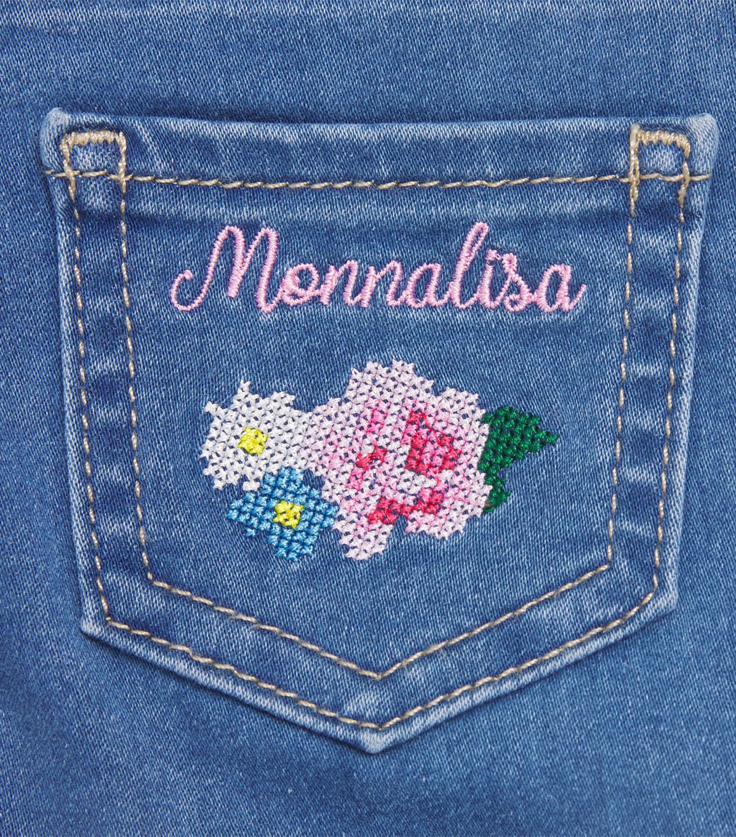 Monnalisa Floral Jeans (3 Months-3 Years) Blue Denim Image 4