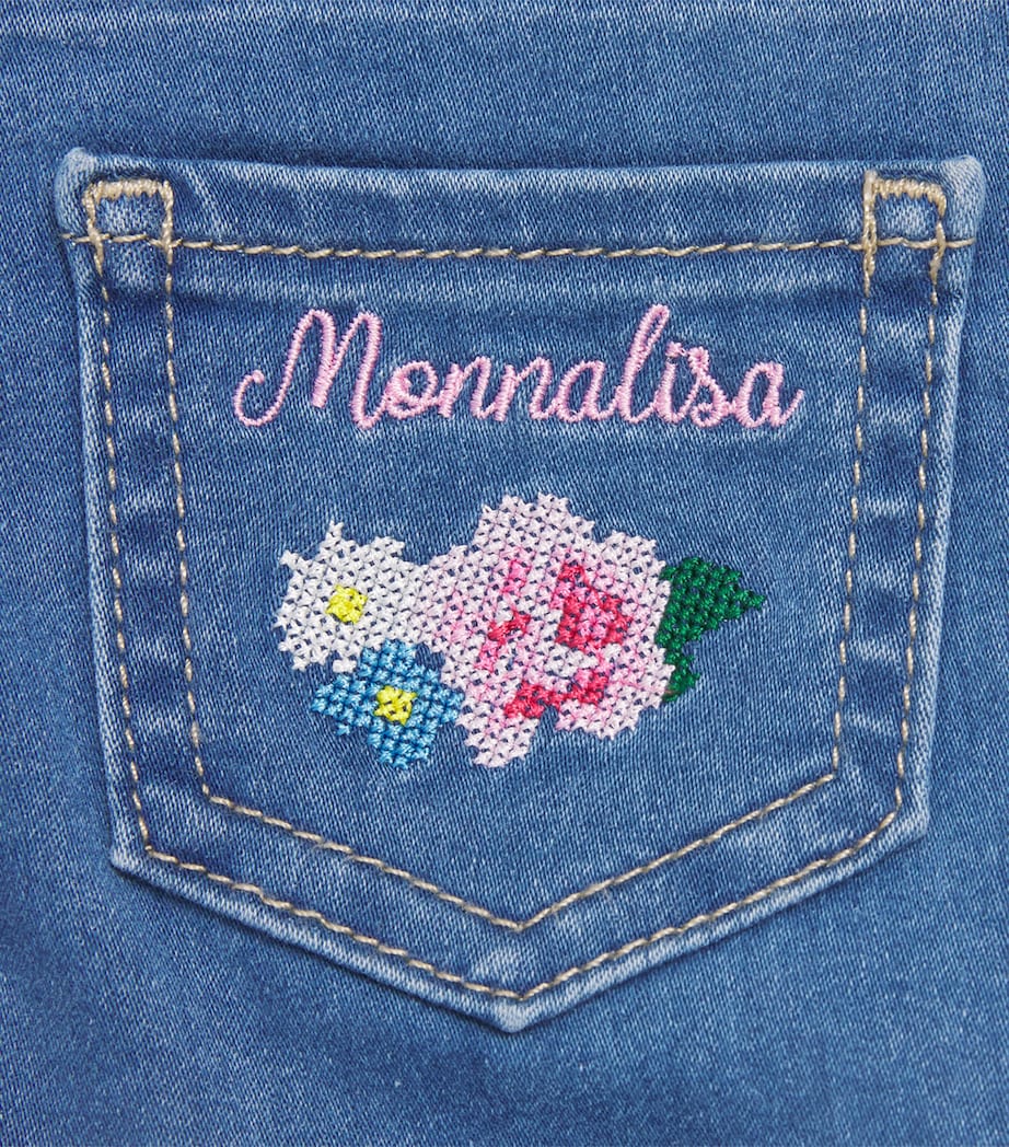 Monnalisa Floral Jeans (3 Months-3 Years) Blue Denim Image 4