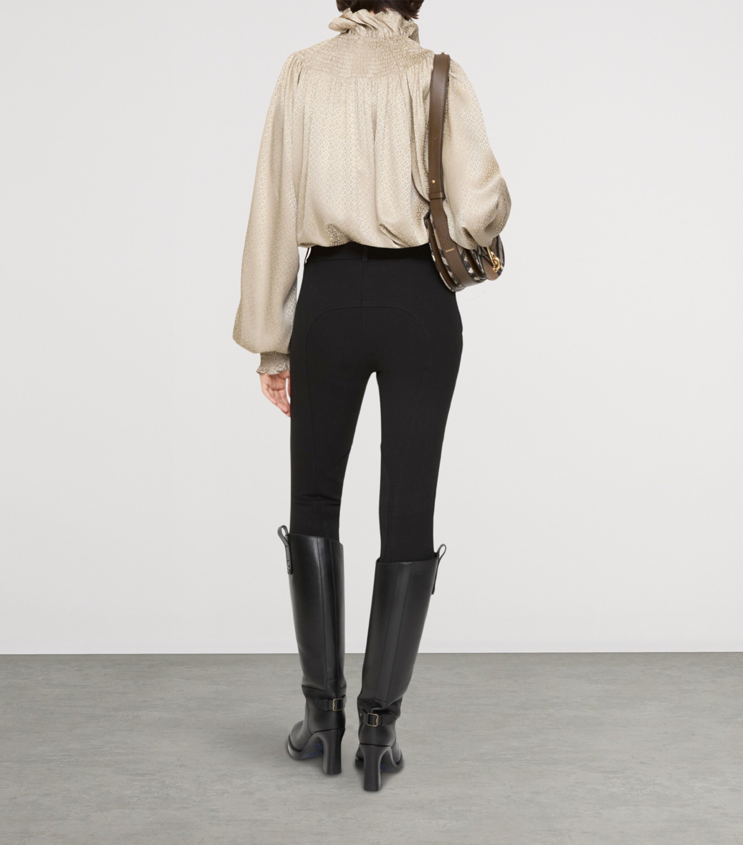 Stretch Cotton Herringbone Jodhpurs BLACK Image 3