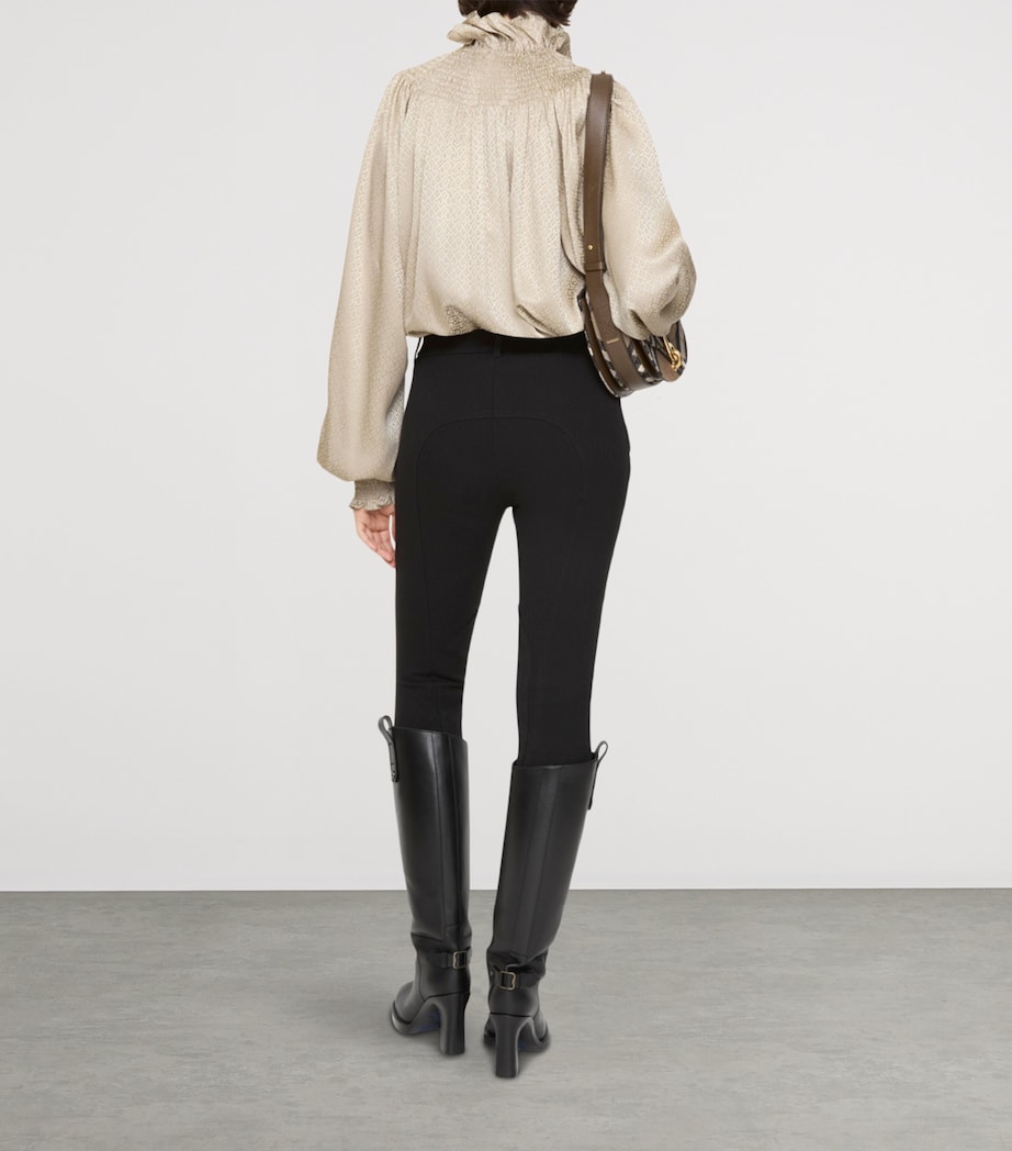 Stretch Cotton Herringbone Jodhpurs BLACK Image 3