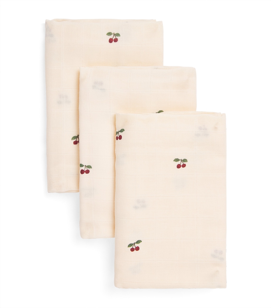 KONGES SLOJD Organic Cotton Cherry Muslin Cloths (Pack of 3) Image 1