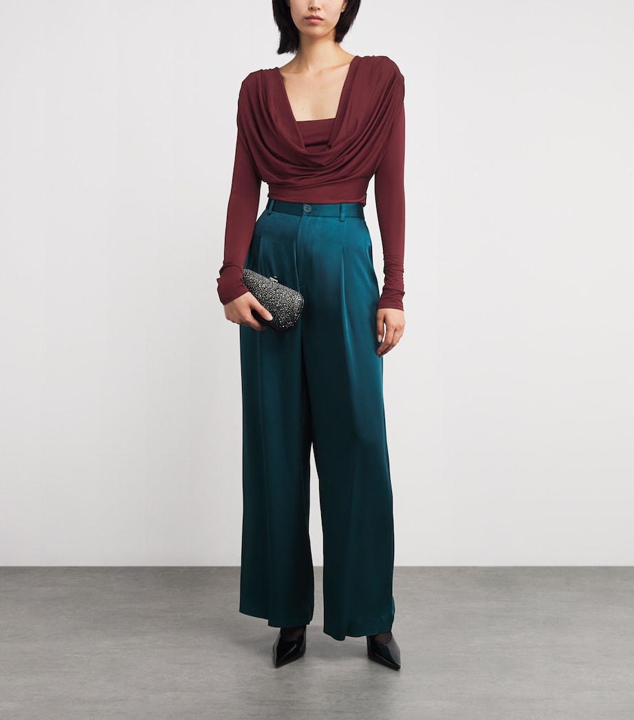 Jersey Cowl Neck Bandeau Top CRIMSON Image 2