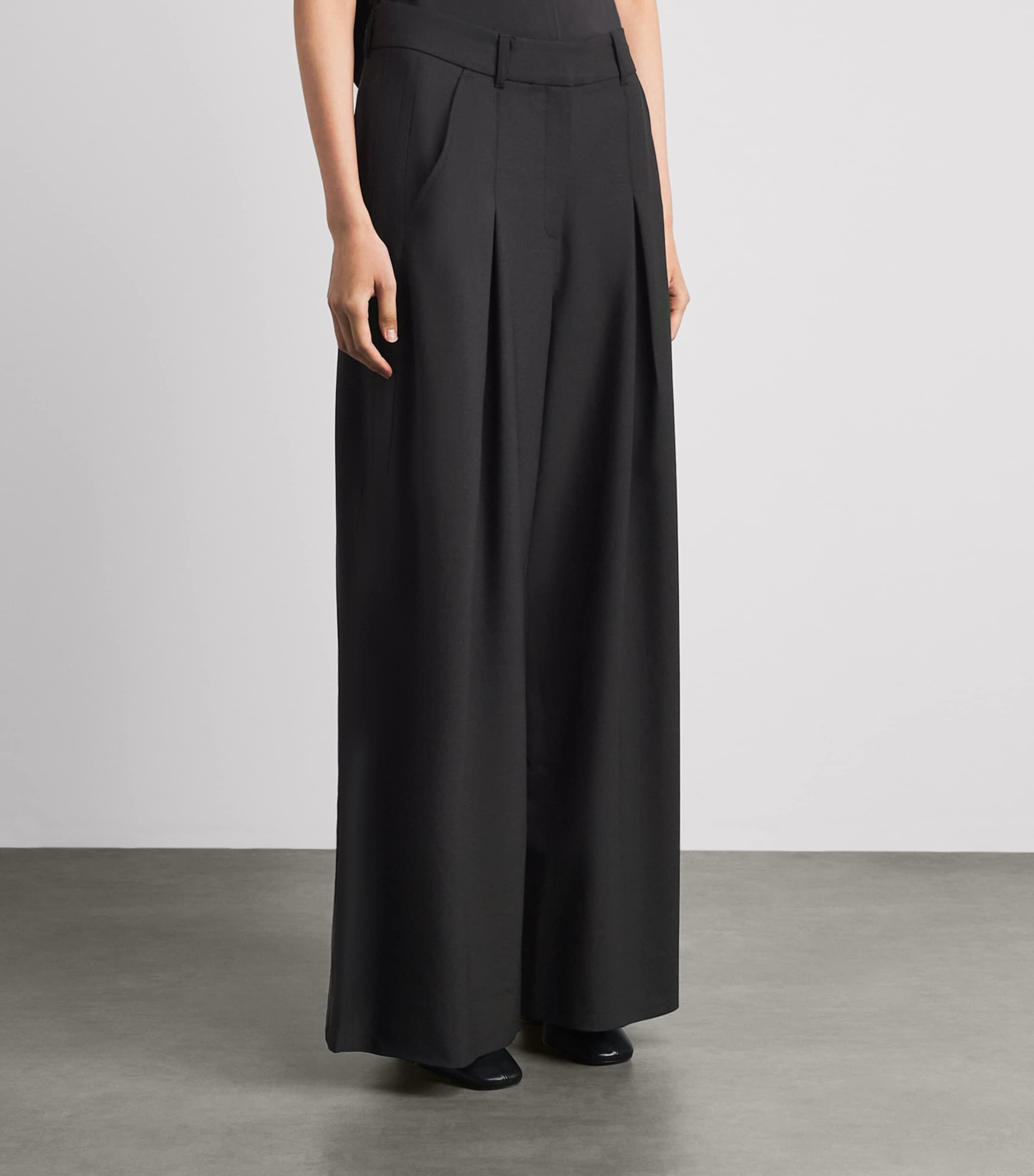 ME+EM Womens Pleated Wide Tailored Trousers Black Image 3