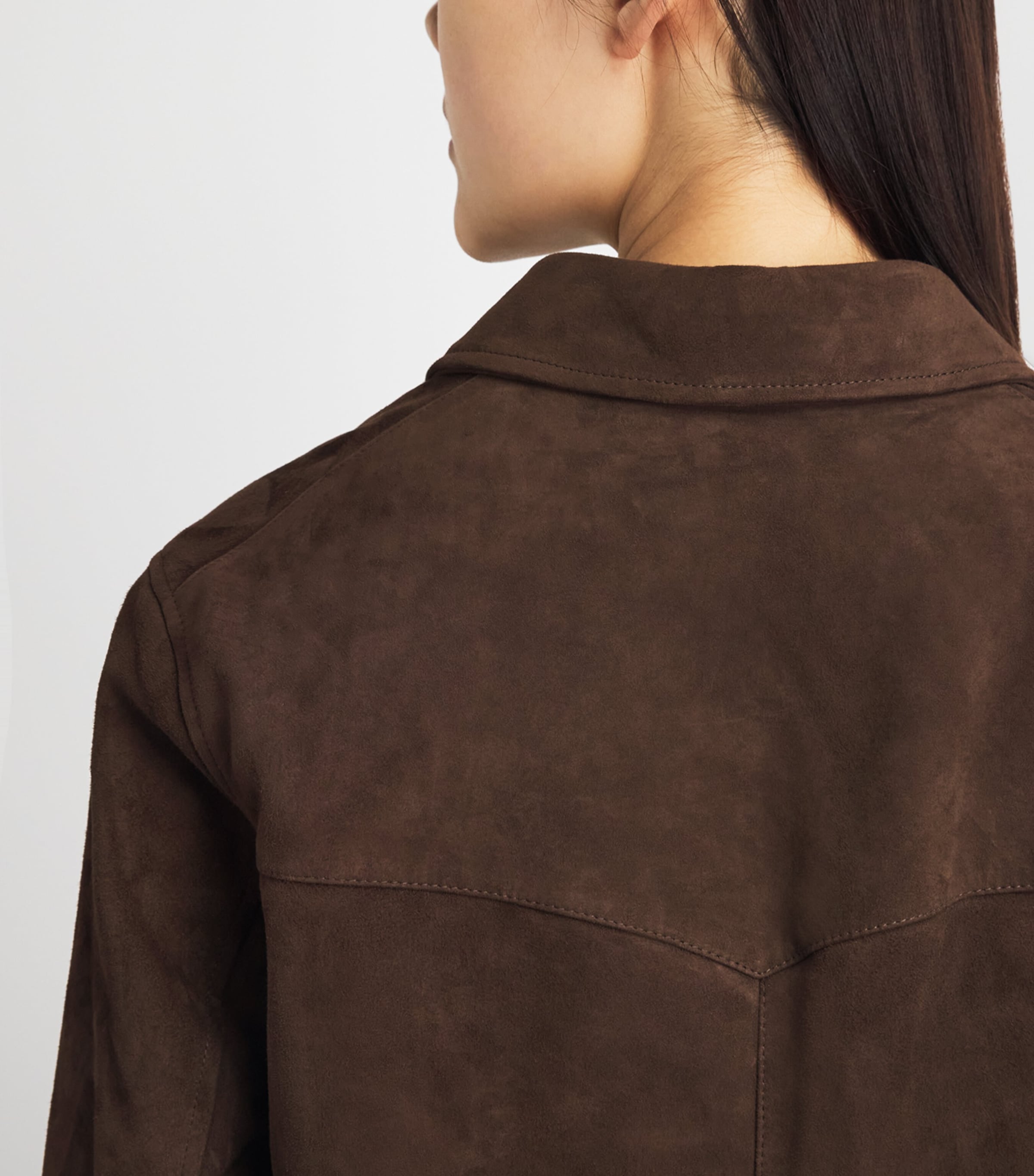 Tory Burch Womens Suede Lightweight Jacket Light Chocolate Image 3