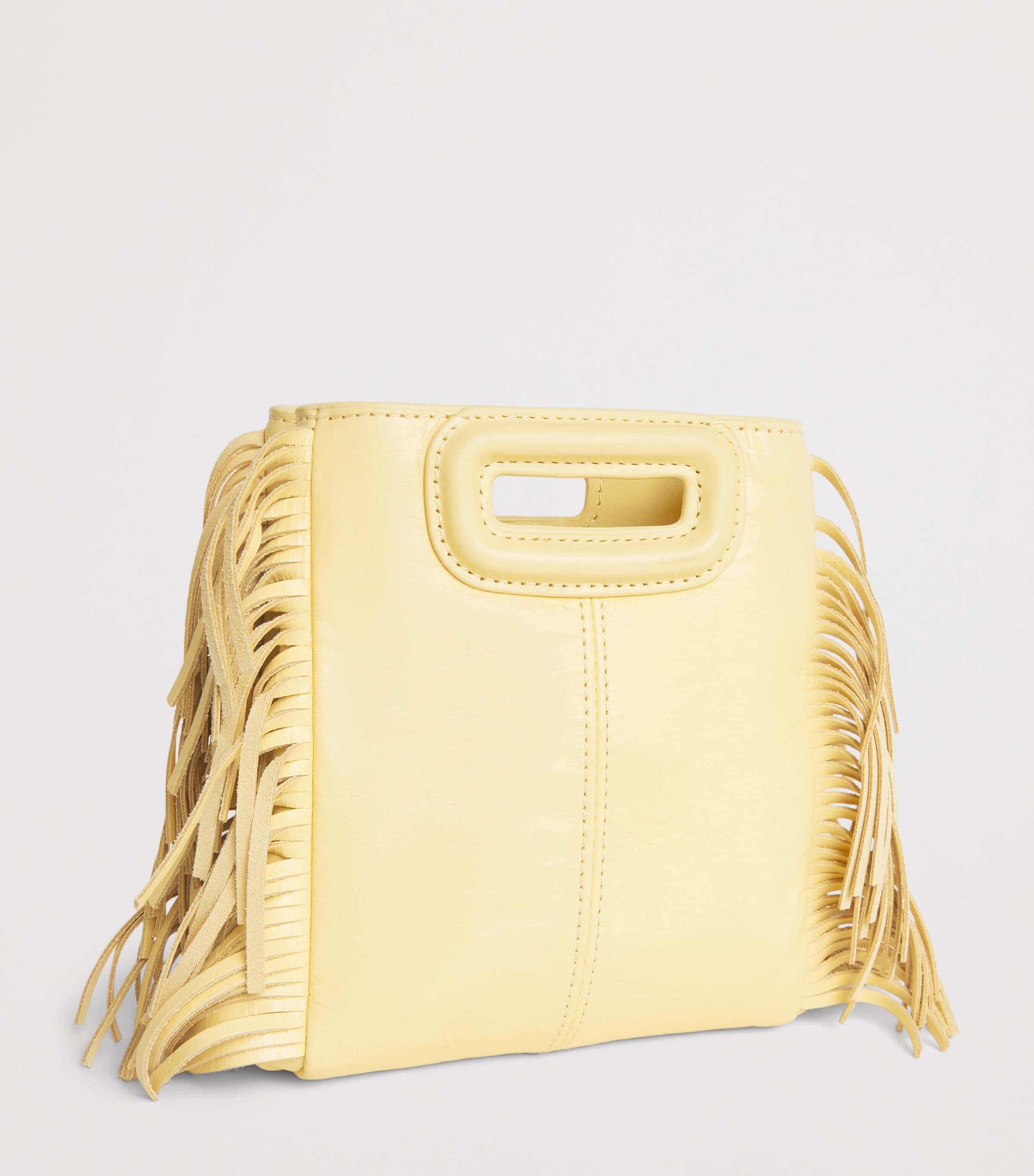 Maje Leather M Mini Top-Handle Bag Pale Yellow Image 3