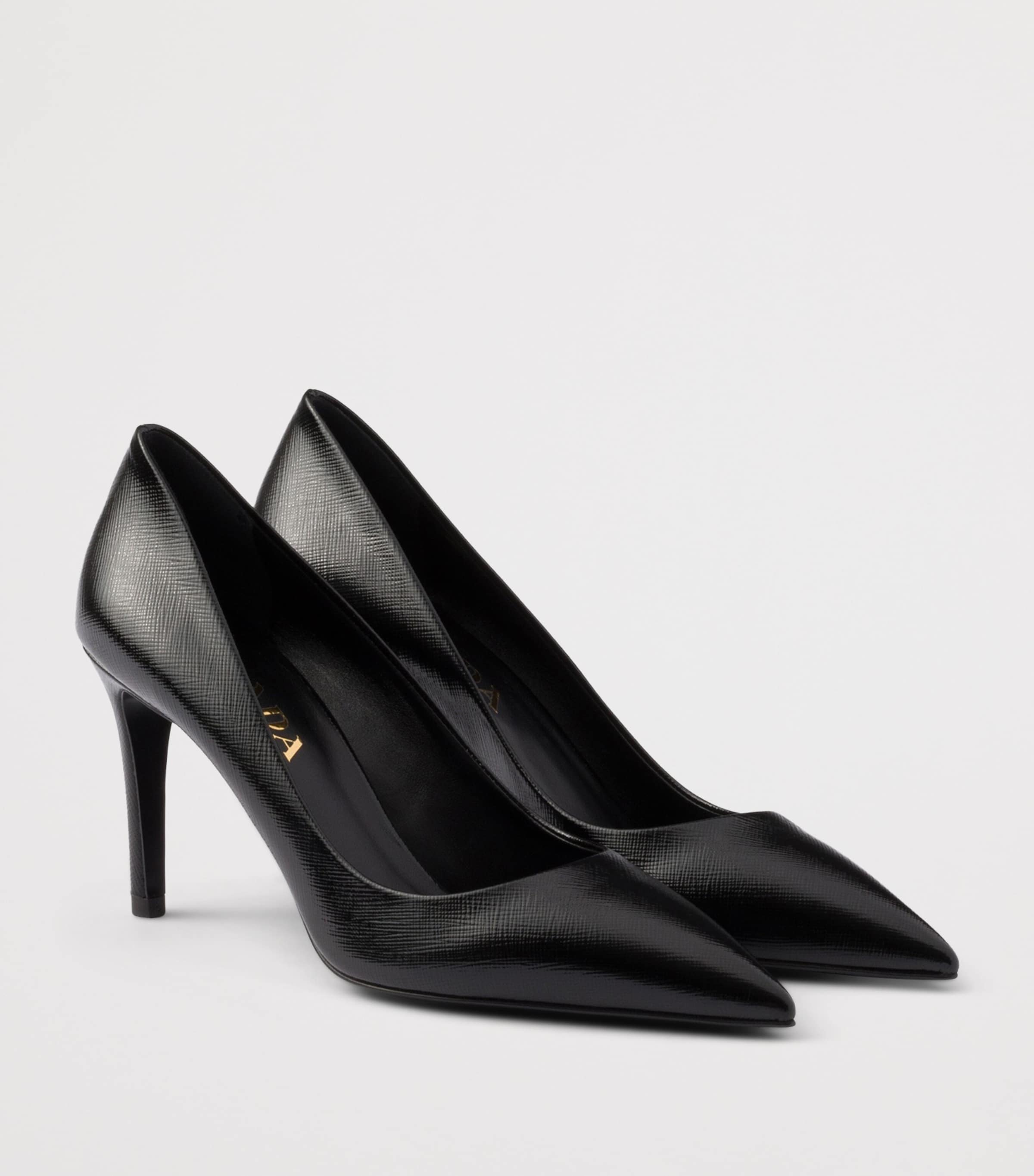 Prada Patent Saffiano Leather Pumps 85 Black Image 3