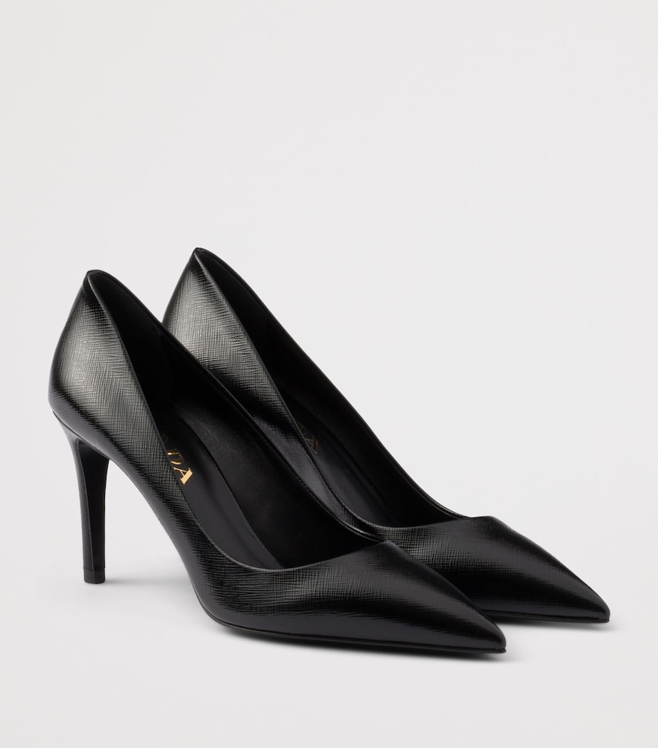 Prada Patent Saffiano Leather Pumps 85 Black Image 3