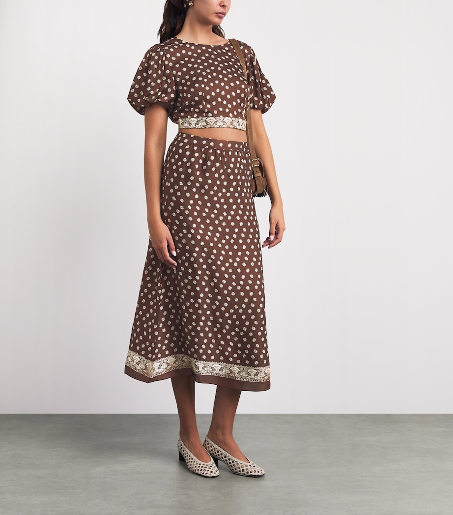 Claudie Pierlot Womens Printed Midi Skirt Dark Print Image 2