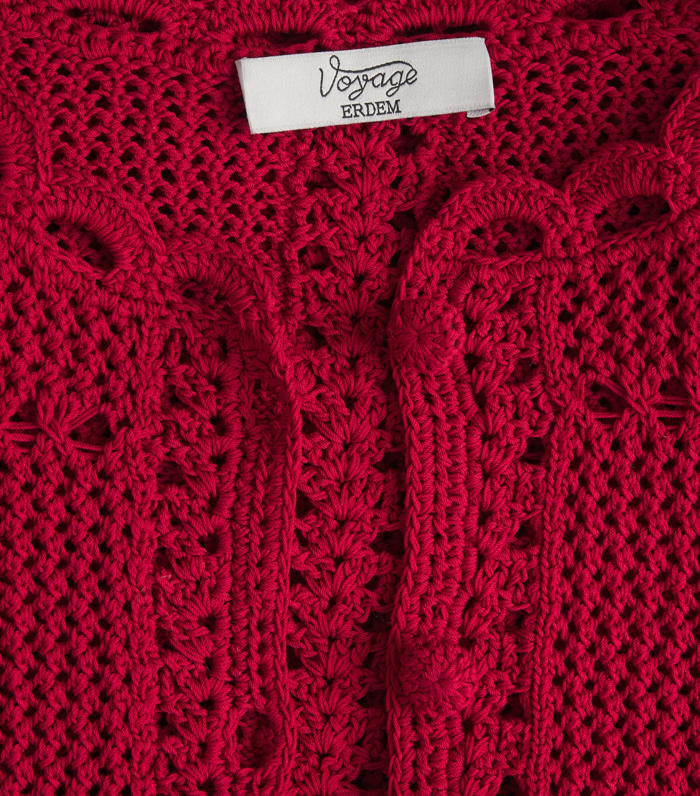 Erdem Womens Cotton Crochet Peplum Cardigan Ruby Red Image 6
